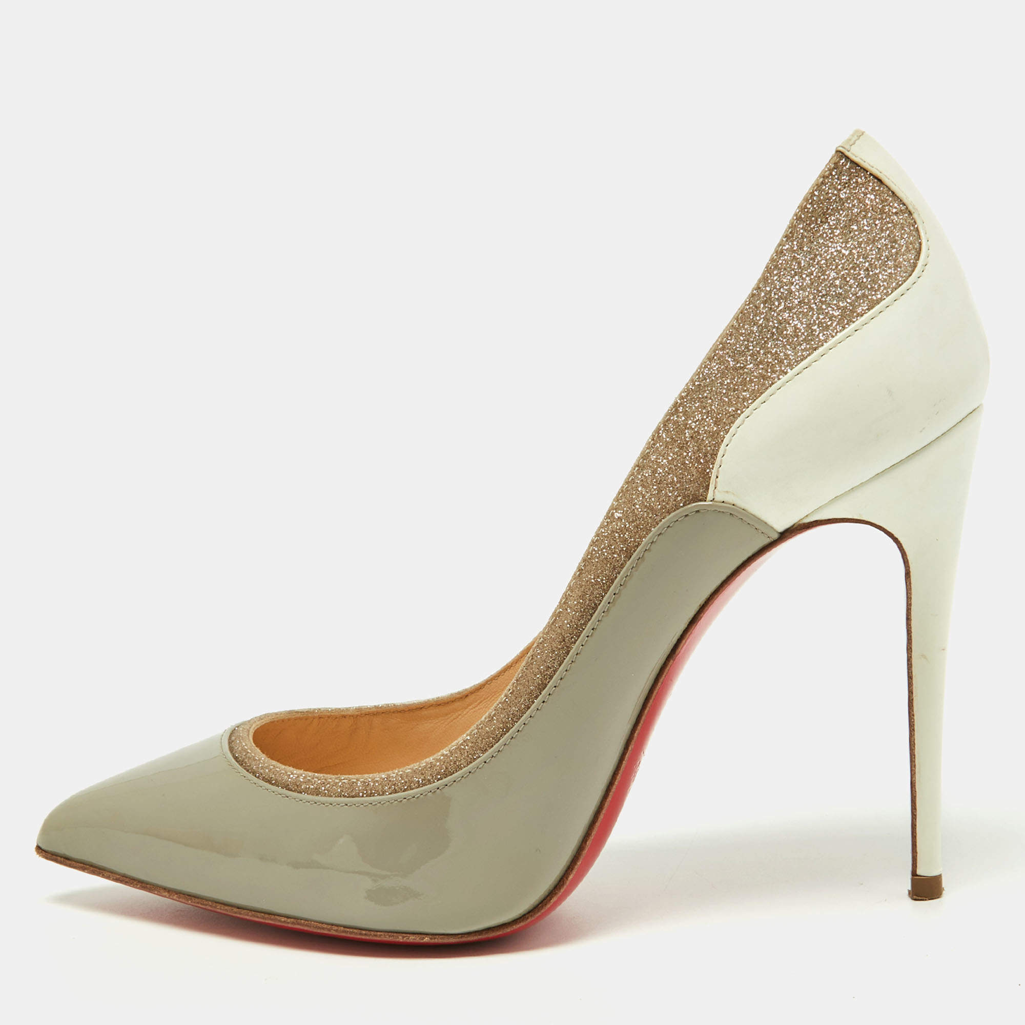 Christian Louboutin Tri-Color Patent Leather and Glitter Tucsick Pumps Size 35.5