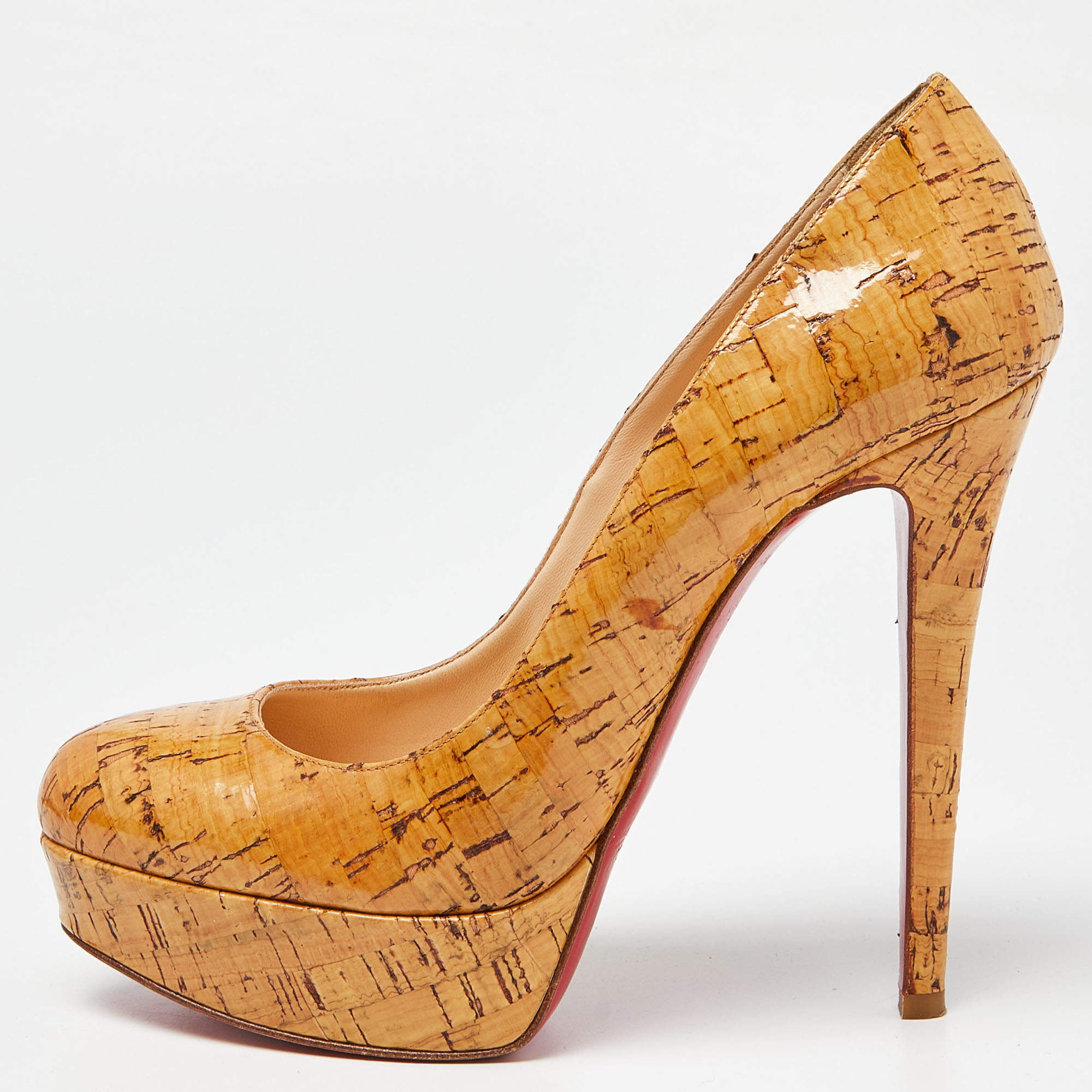 Christian Louboutin Beige Cork Bianca Platform Pumps Size 37.5