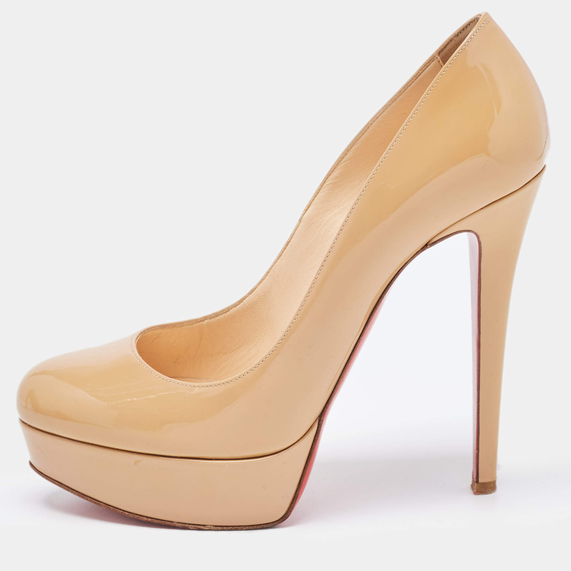 Christian Louboutin Beige Patent Leather Bianca Pumps Size 37.5