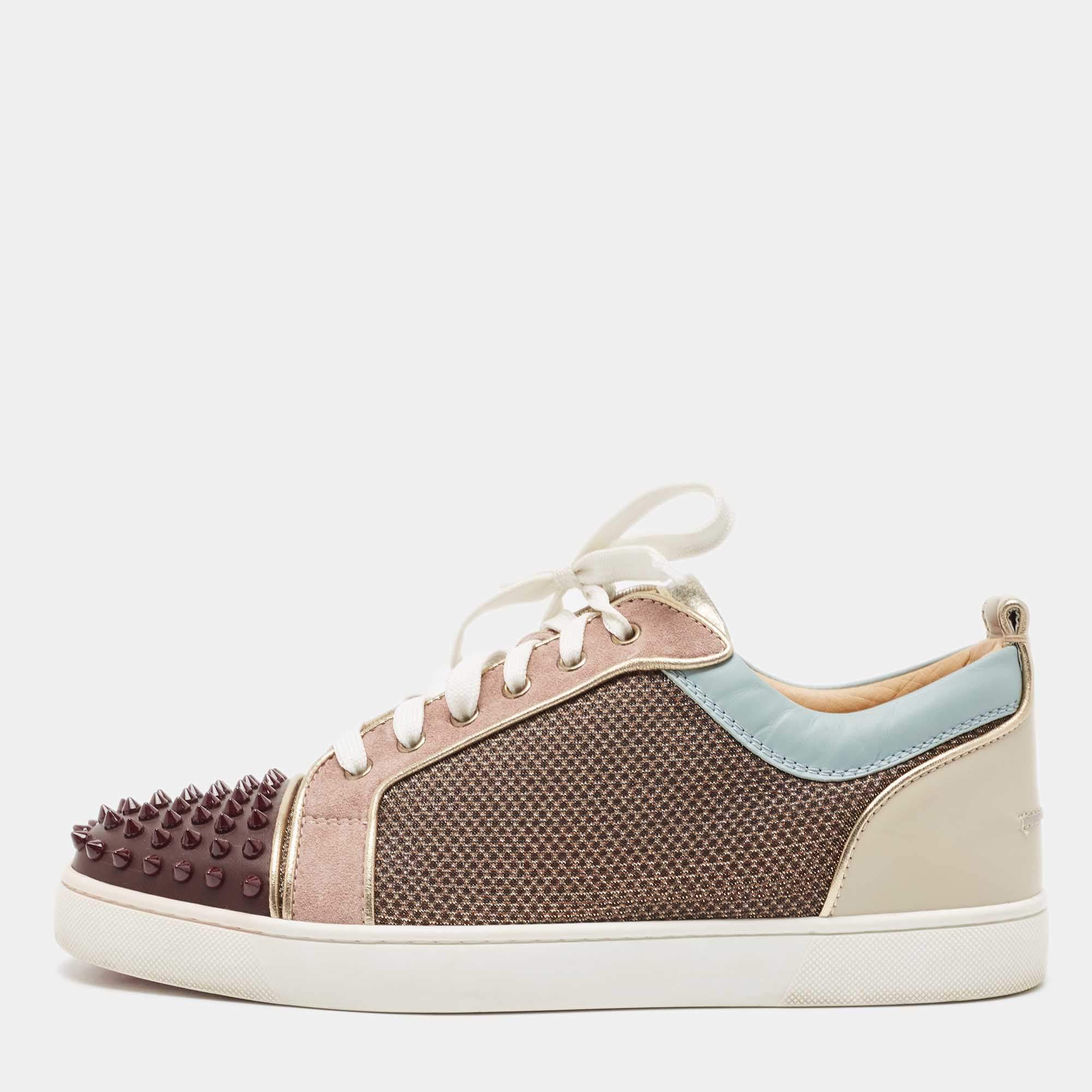 Christian Louboutin Multicolor Leather and Suede Louis Junior  Sneakers Size 43.5