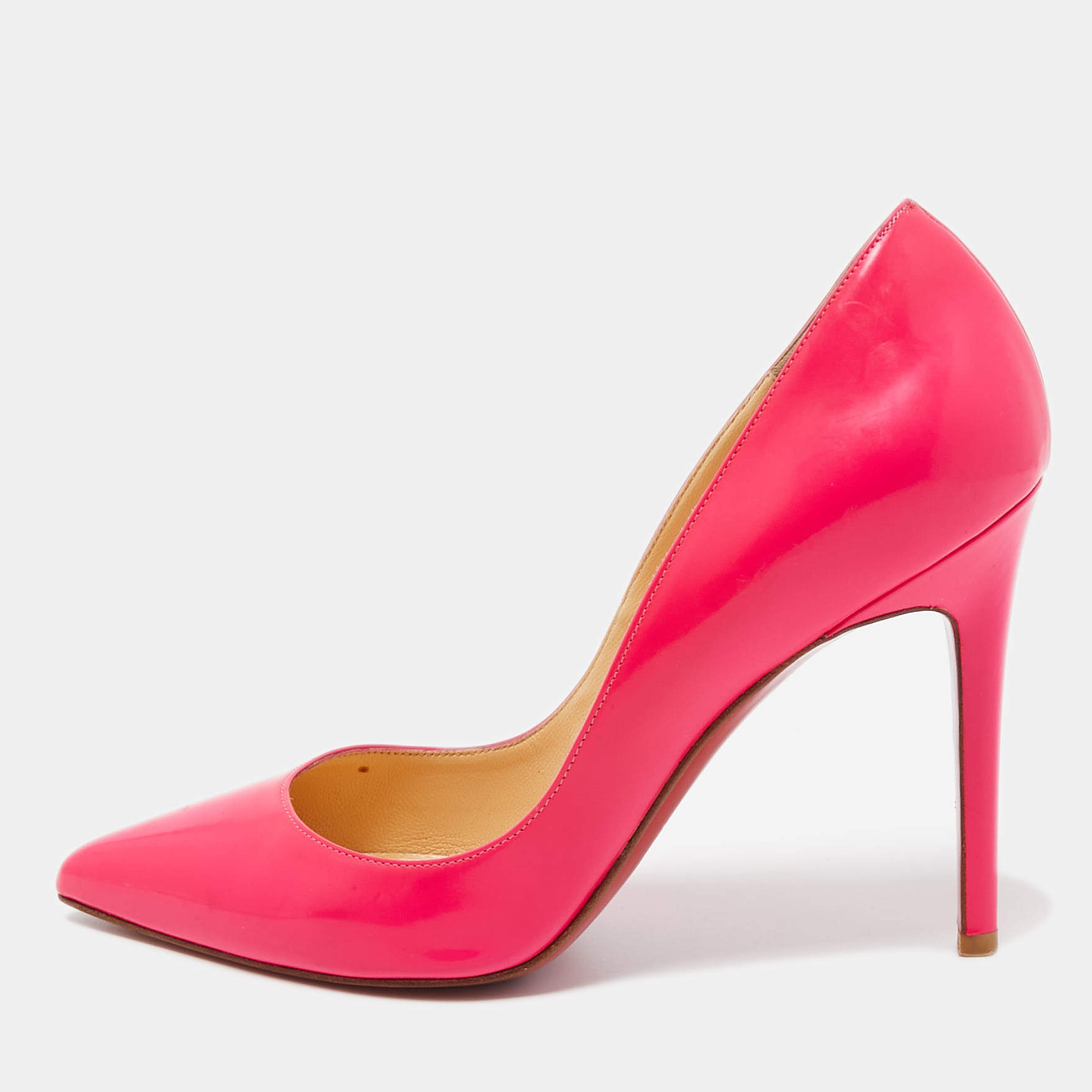 Pre Owned Christian Louboutin Pink Leather So Kate Pointed Toe Pumps Size 38.5