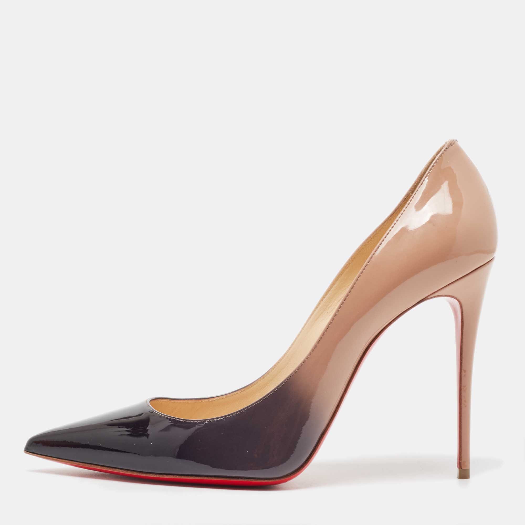 Christian Louboutin Beige/Black Patent Kate Pumps Size 40.5 Christian  Louboutin | TLC