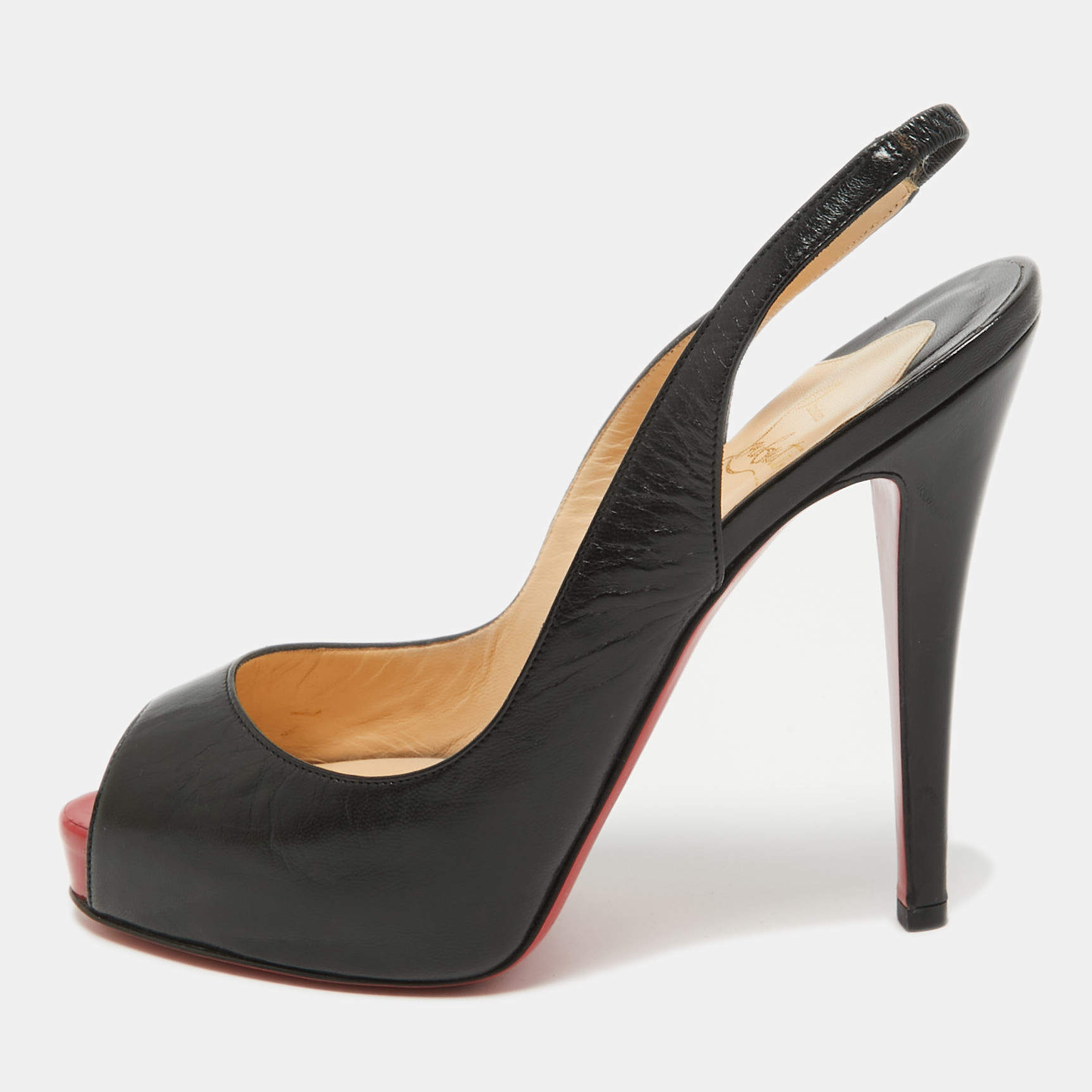 مملوكة مسبقًا Christian Louboutin Black Leather No Prive Slingback Pumps Size 36