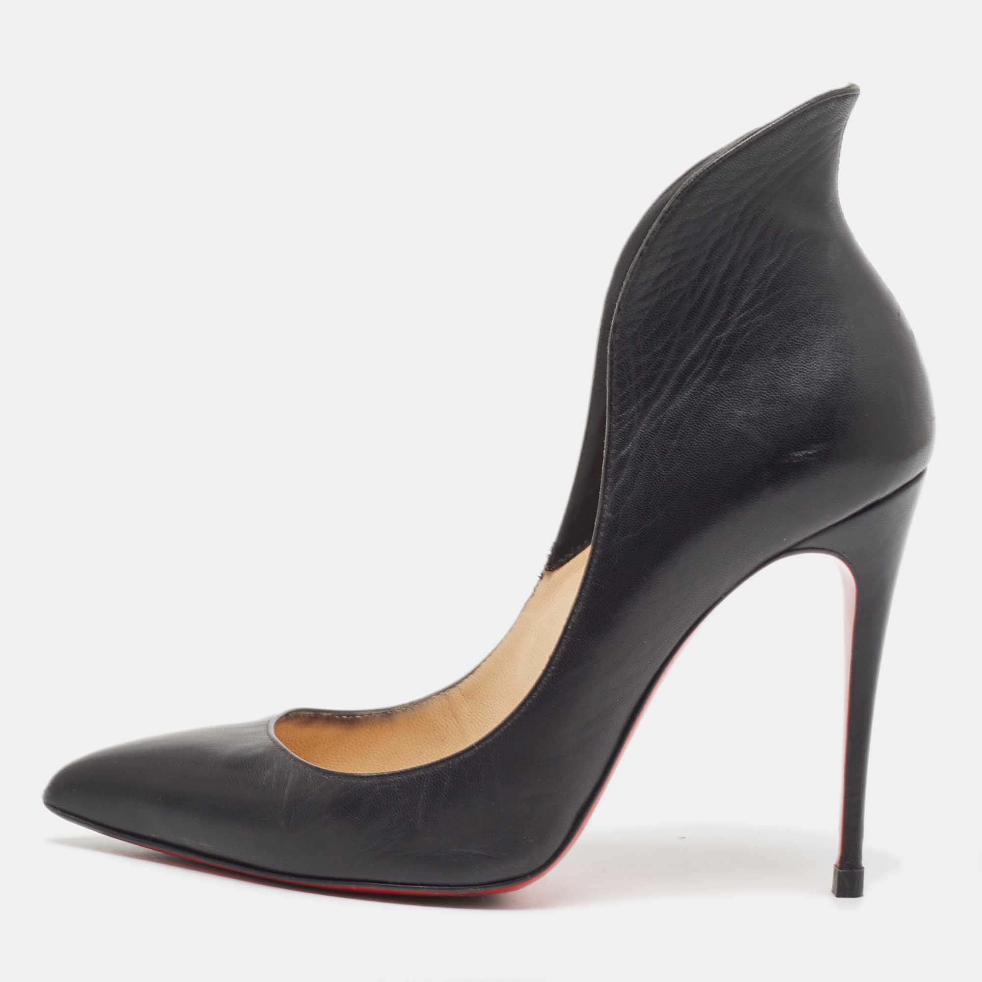 مملوكة مسبقًا Christian Louboutin Black Leather Mea Culpa Pumps Size 36