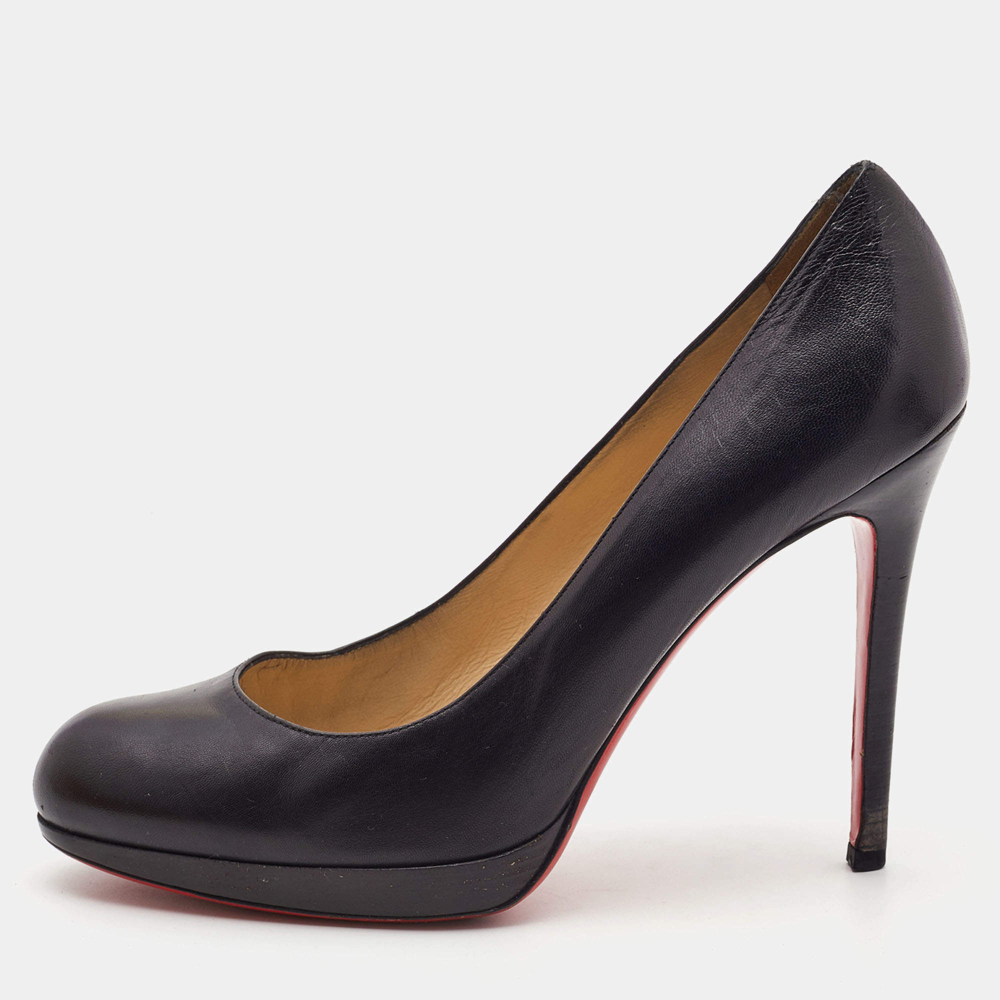 Pre Owned Christian Louboutin Black Leather New Simple Pumps Size 39