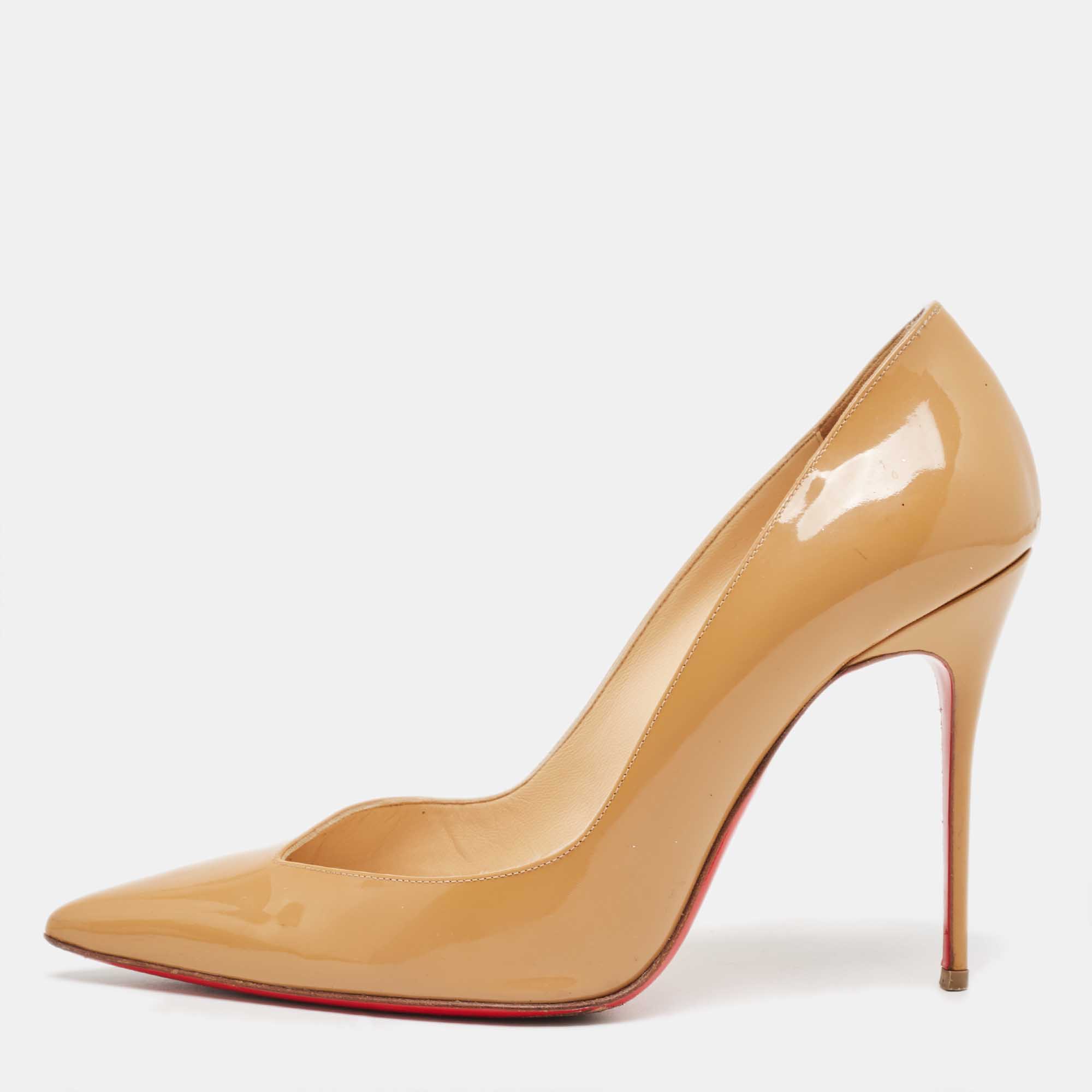 Christian Louboutin Beige Patent Corneille Pumps Size 39.5