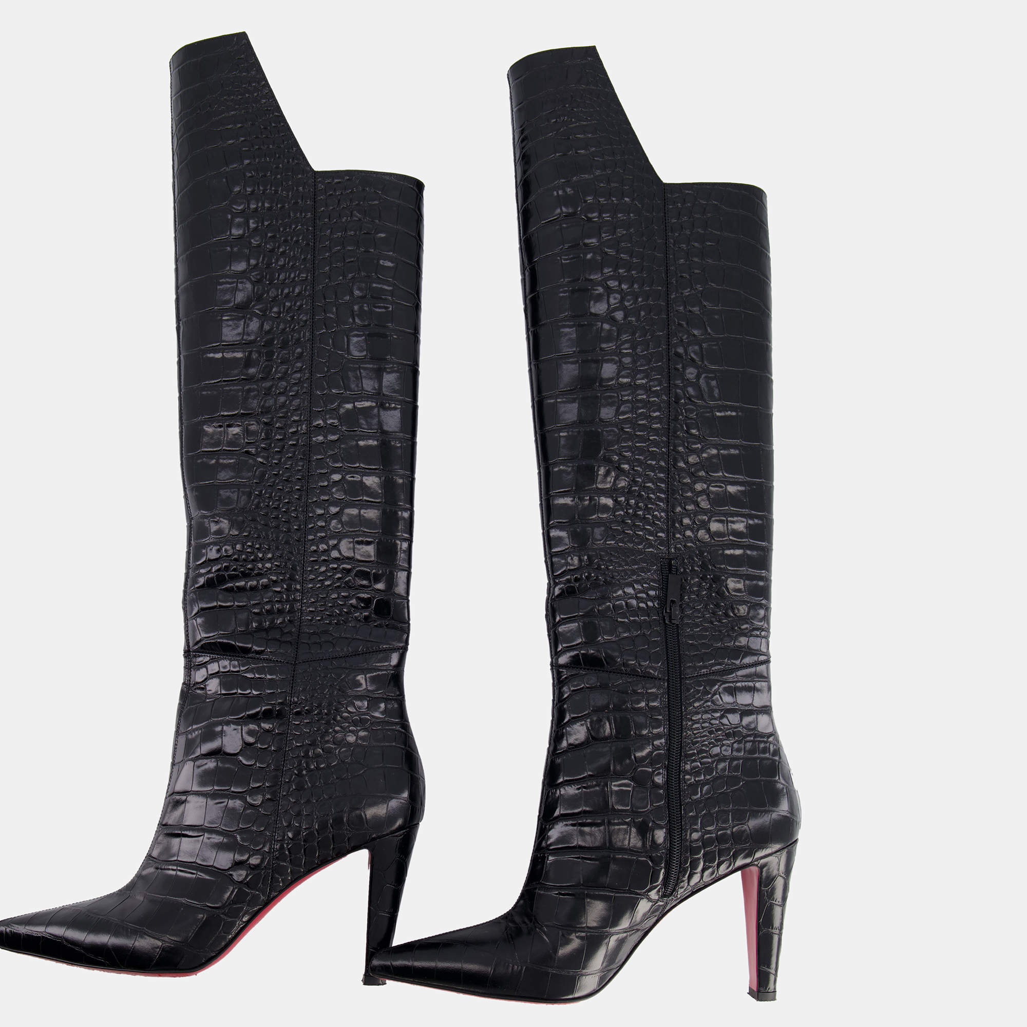 Christian Louboutin Black Crocodile Embossed Knee-high Boots Size 40.5  Christian Louboutin | TLC