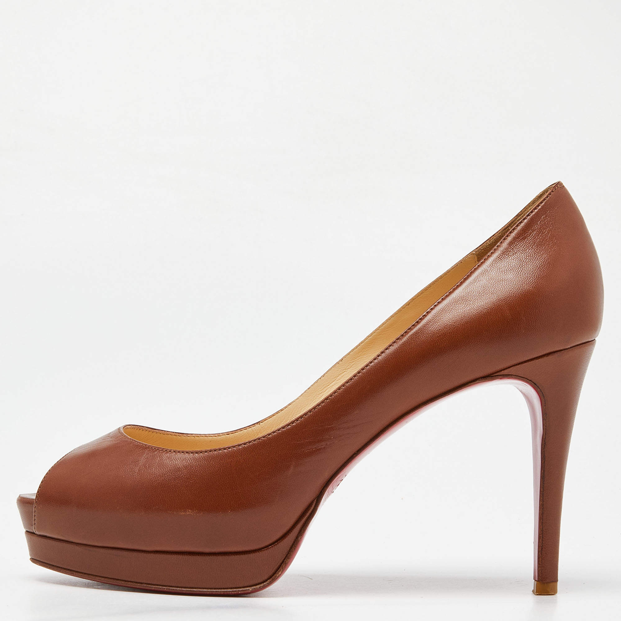 Christian Louboutin Brown Leather New Prive Pumps Size 38.5