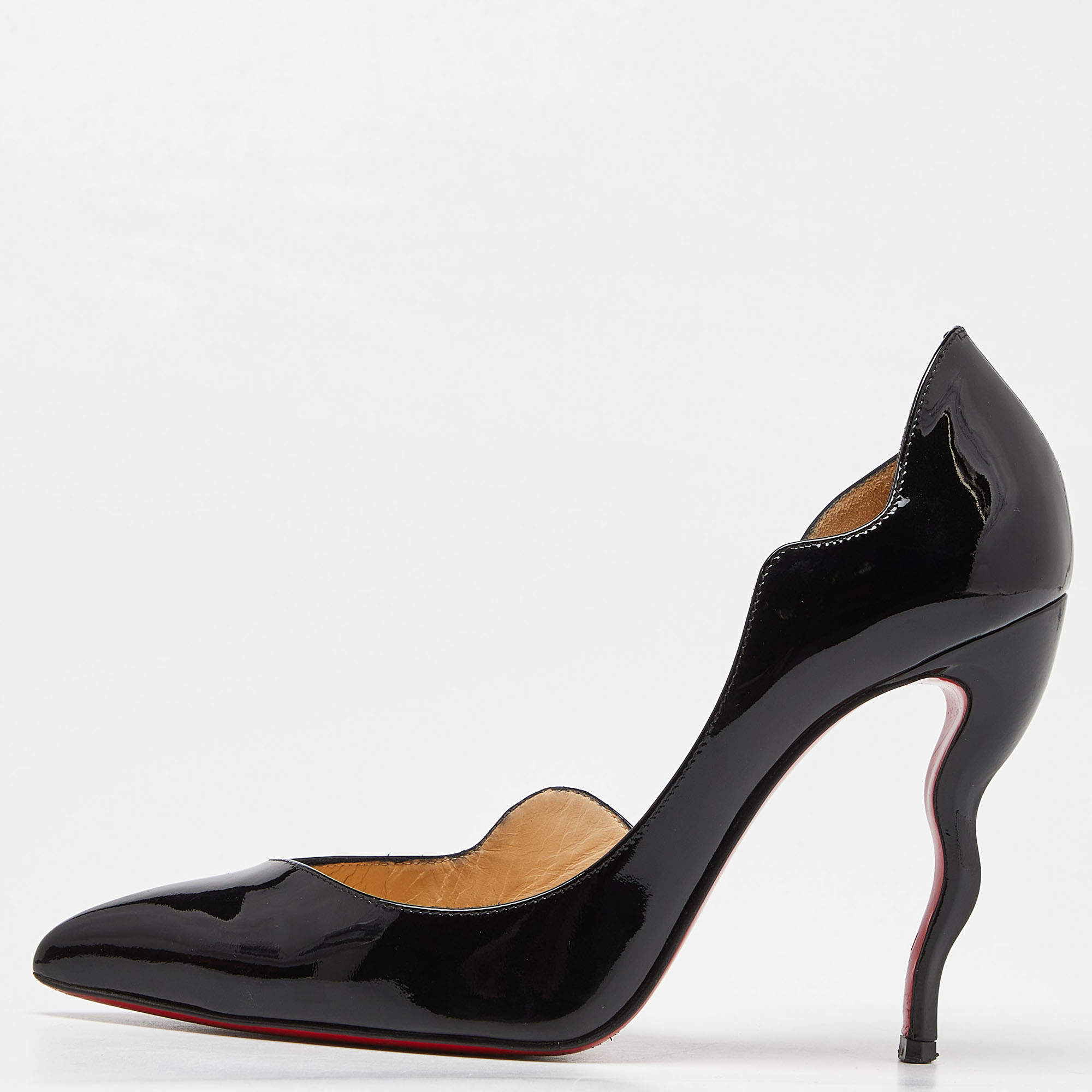 Pre Owned Christian Louboutin Black Patent Iriza Pumps Size 36.5