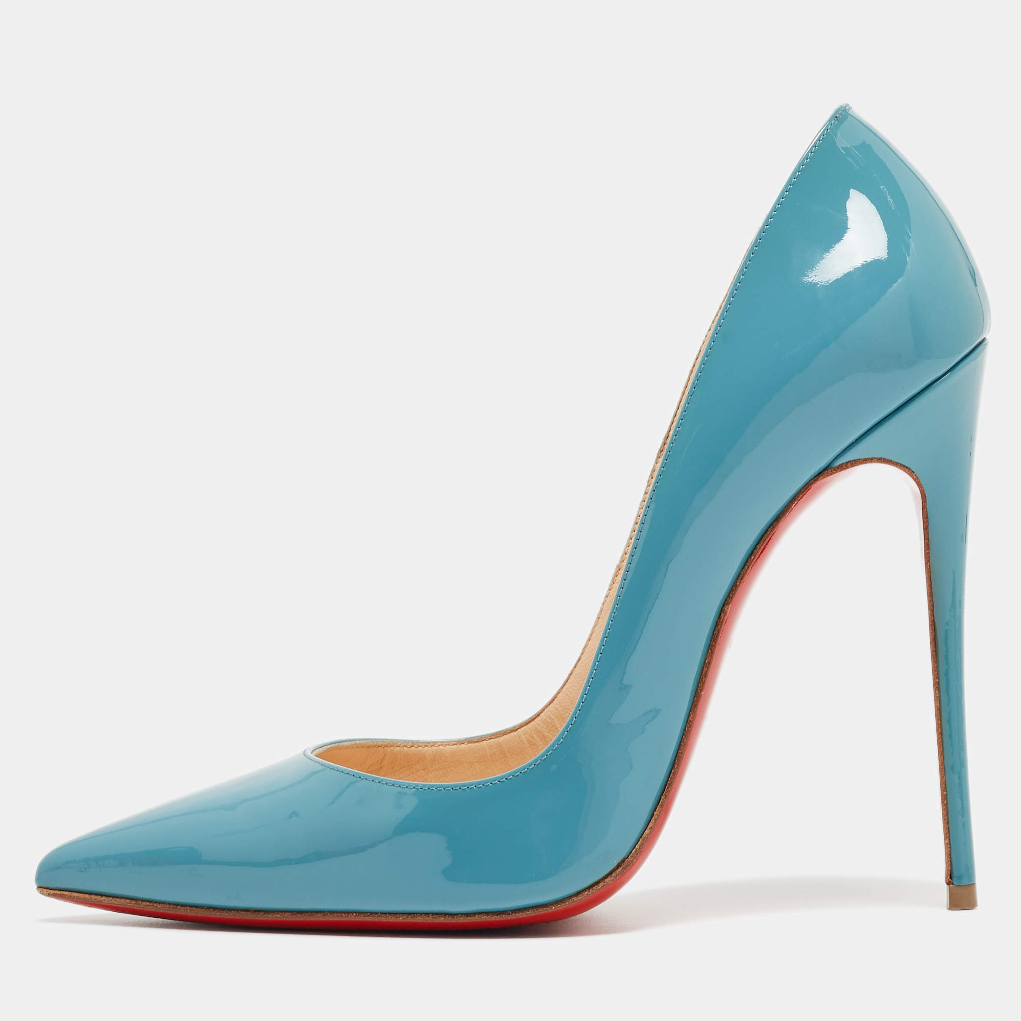 مملوكة مسبقًا Christian Louboutin Blue Patent Leather So Kate Pumps Size 38