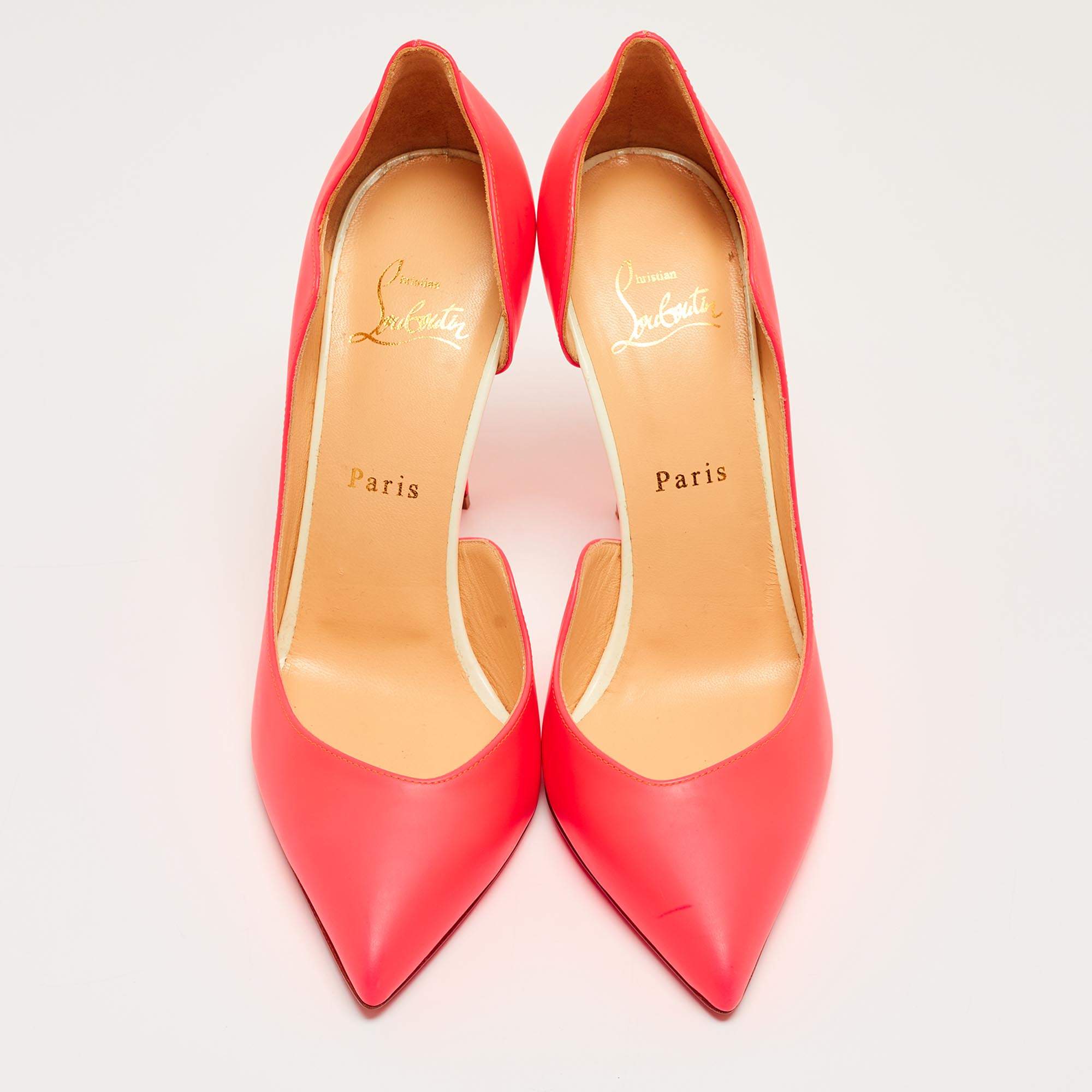 Christian Louboutin Neon Pink Leather Dalida D'orsay Pumps Size 39.5 Christian  Louboutin | TLC