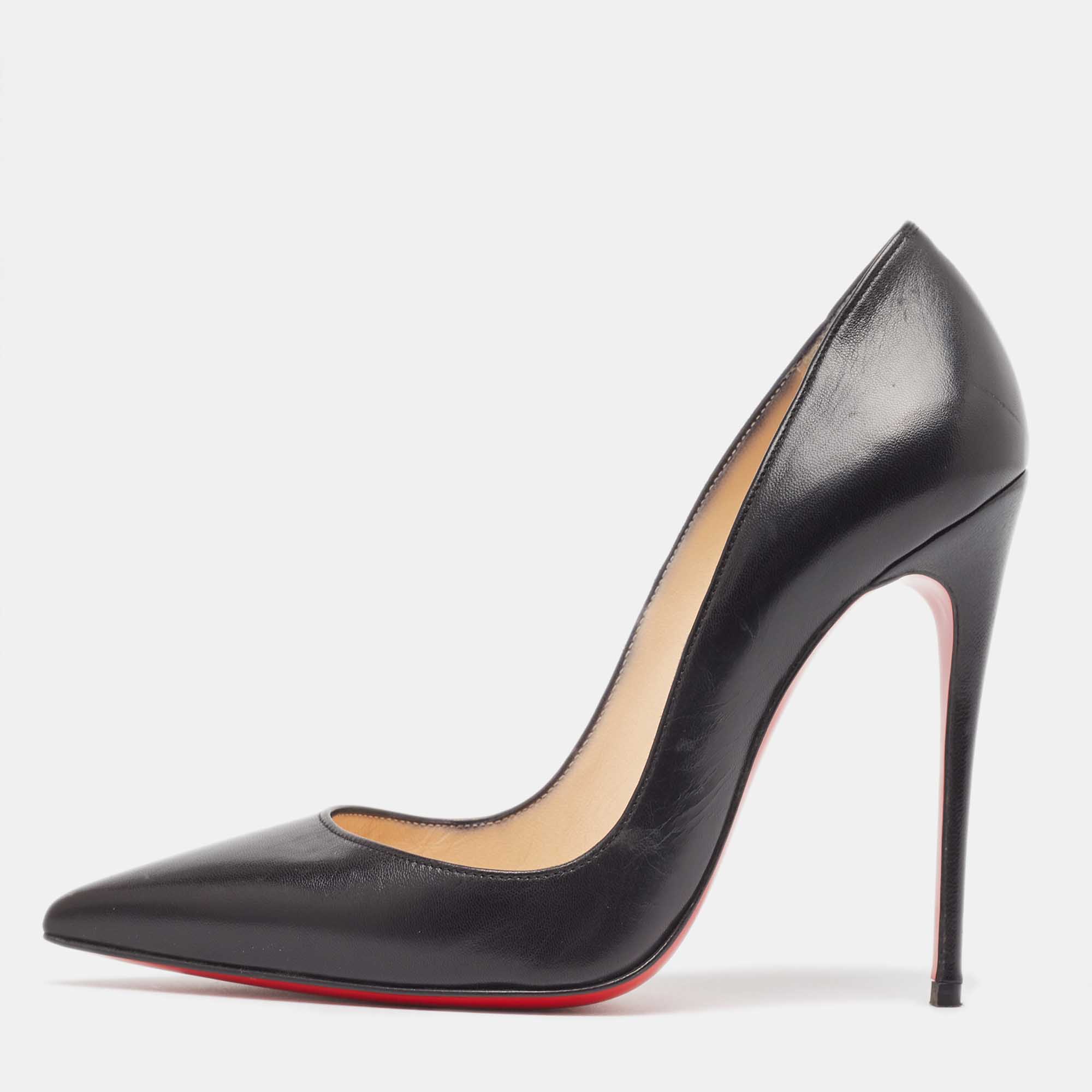 Pre Owned Christian Louboutin Black Leather Pigalle Follies Pumps Size 34