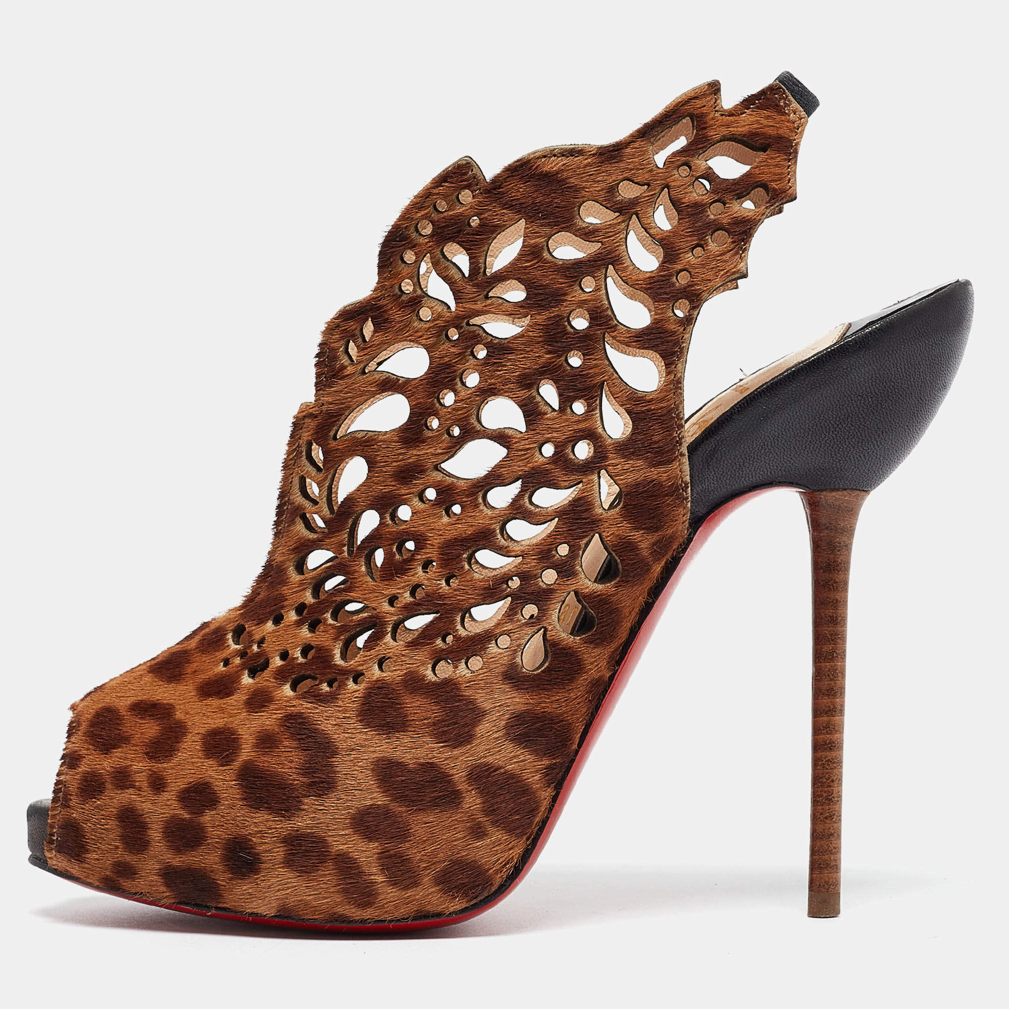 Christian Louboutin Brown Leopard Print Calf Hair Markesling Pumps Size 36.5