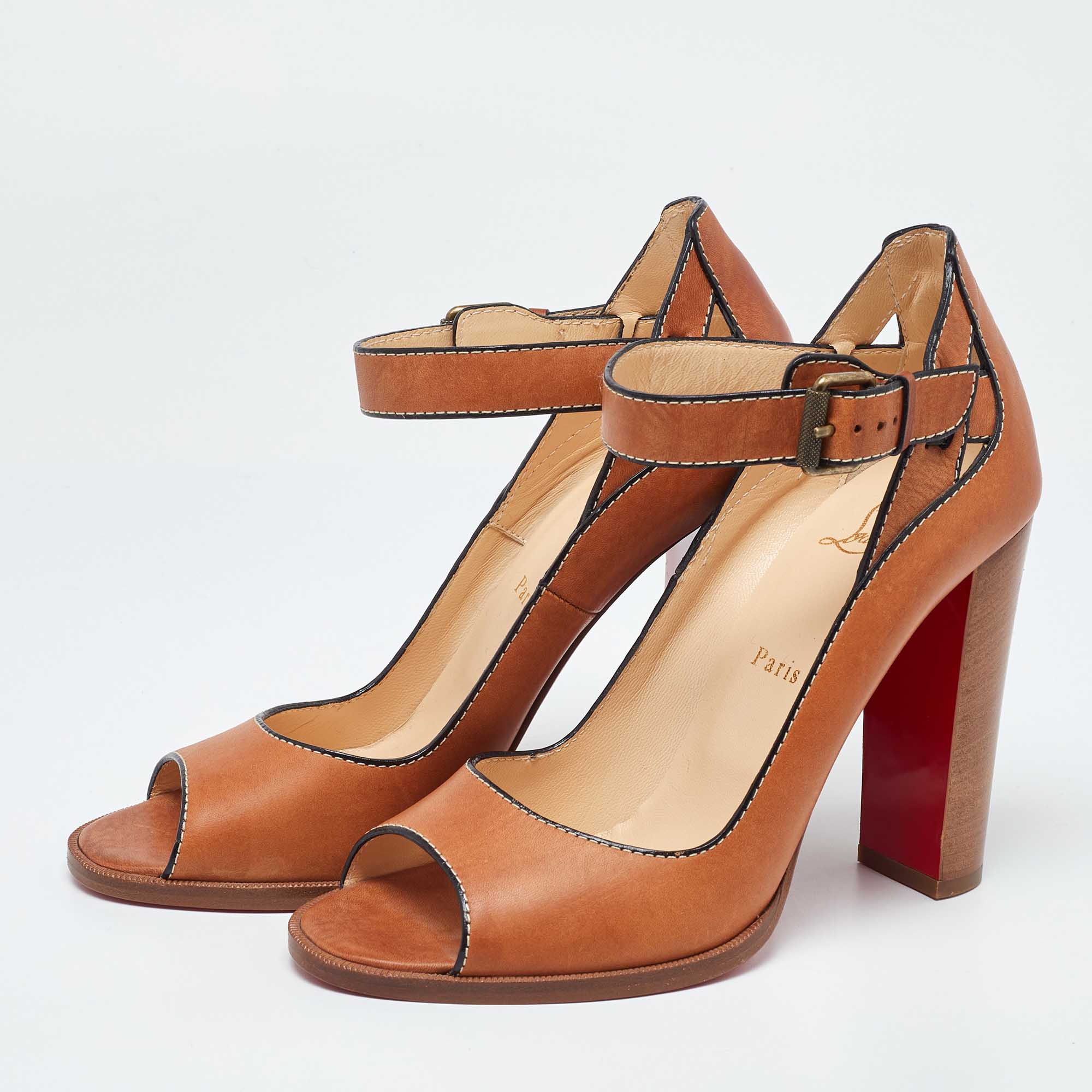 Brown christian louboutin heels best sale