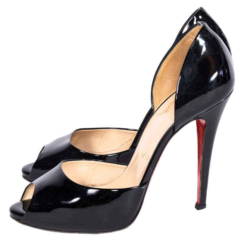 Christian Louboutin Black Patent Leather Madame Claude D'orsay Pumps Size 39