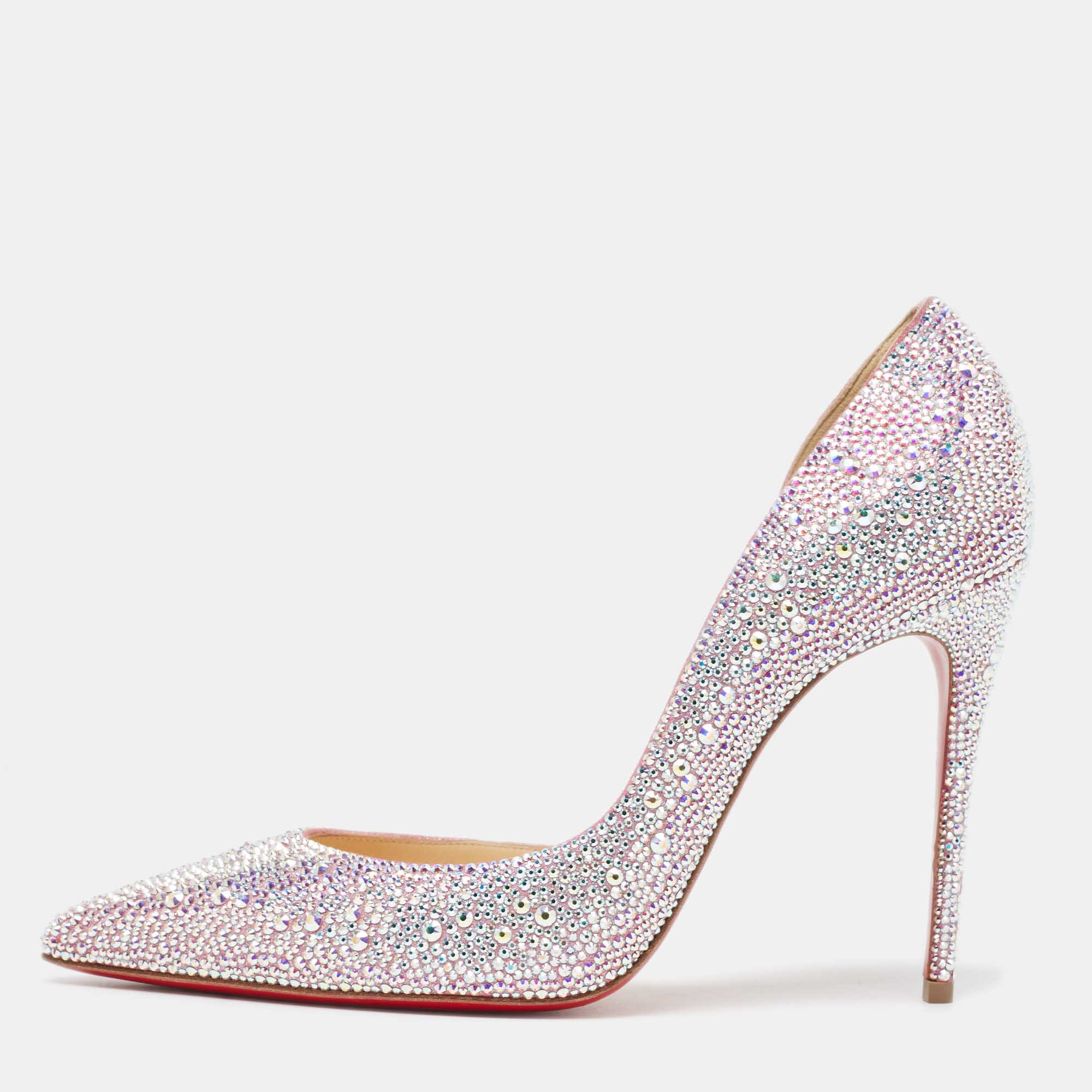 Christian Louboutin Silver/Pink Glitter Iriza Pumps Size 38