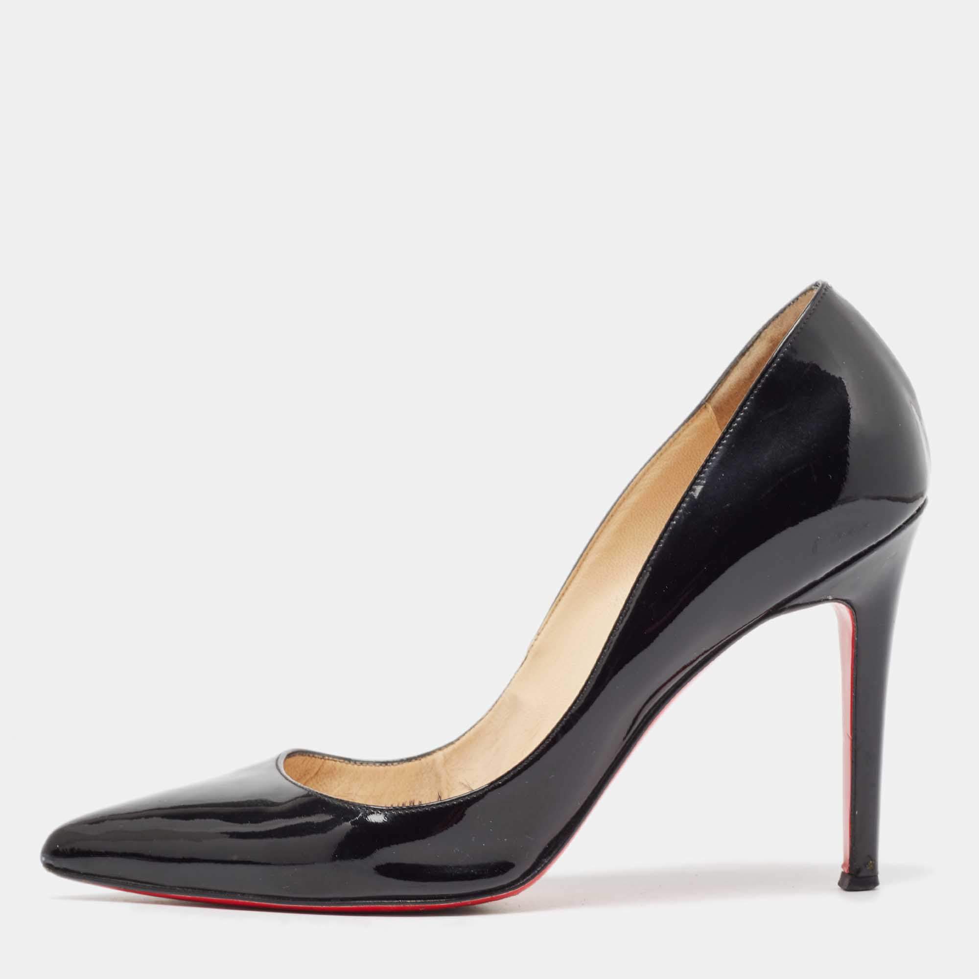 Christian Louboutin Black Patent Leather Pigalle Pumps Size 38.5