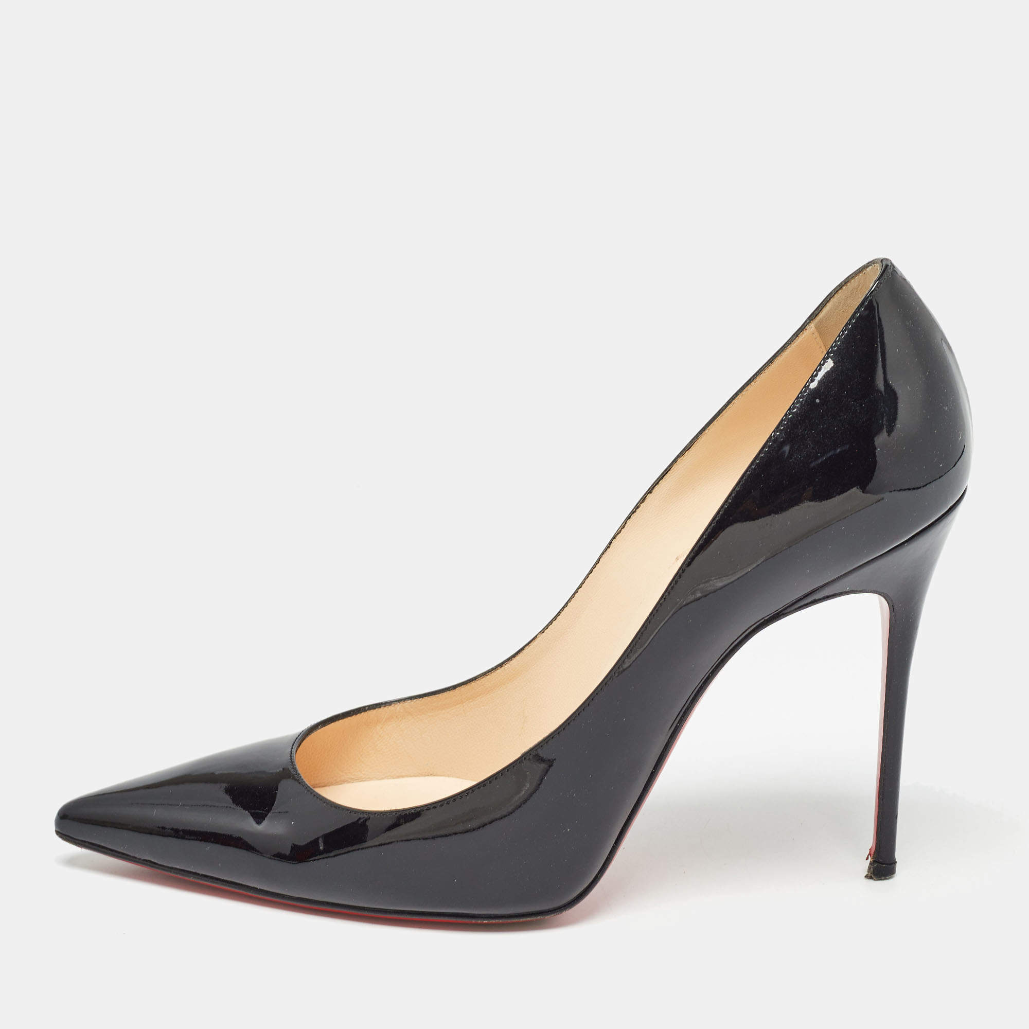 Pre Owned Christian Louboutin Black Patent Leather Decollete 554 Pumps Size 40