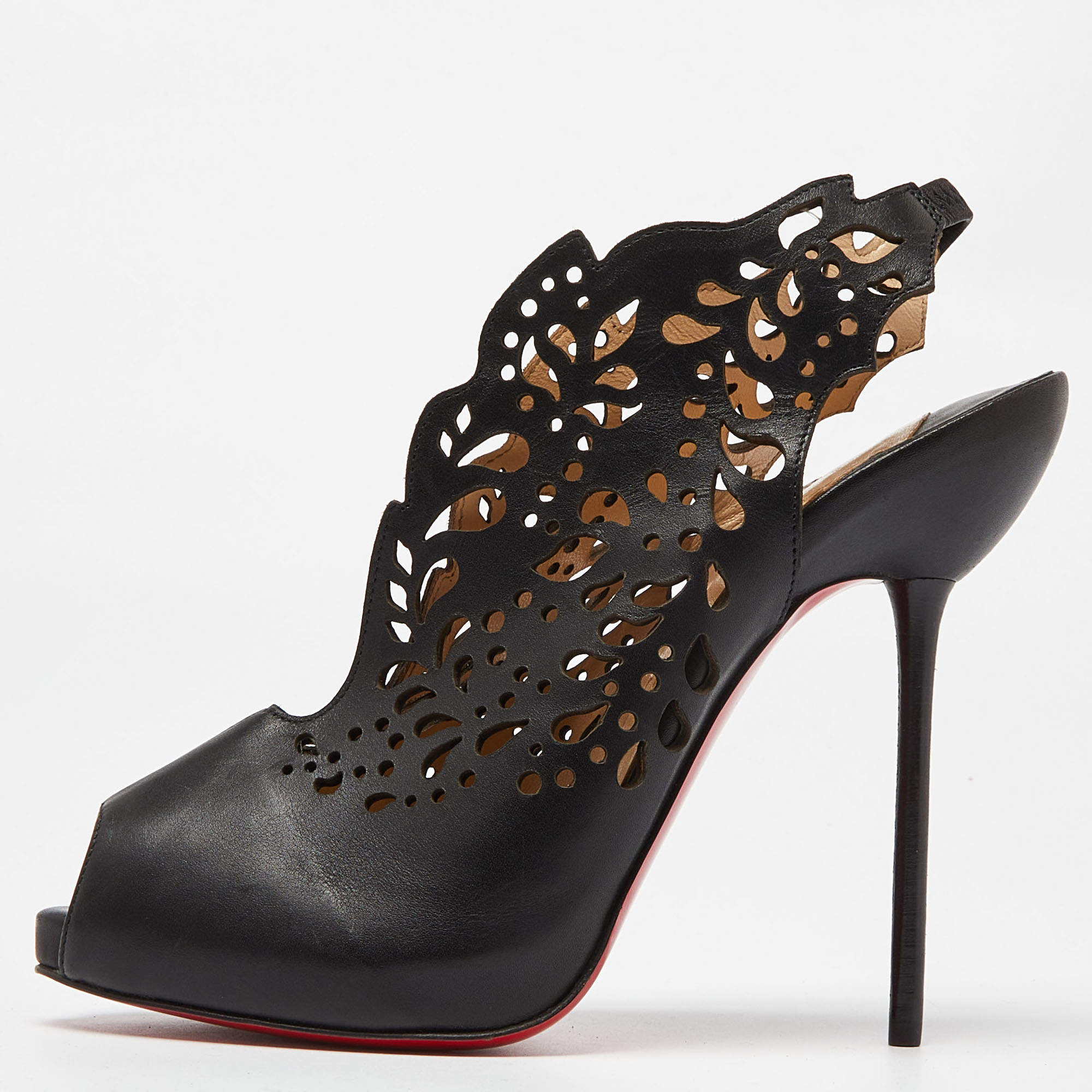 Pre Owned Christian Louboutin Black Leather Markesling 120 Pumps Size 39