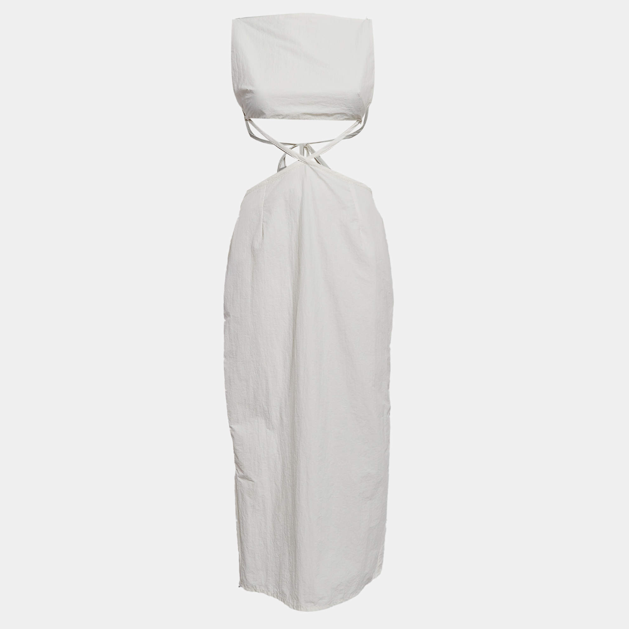 Pre Owned Christopher Esber White Cotton Blend Tie-Up Dress M