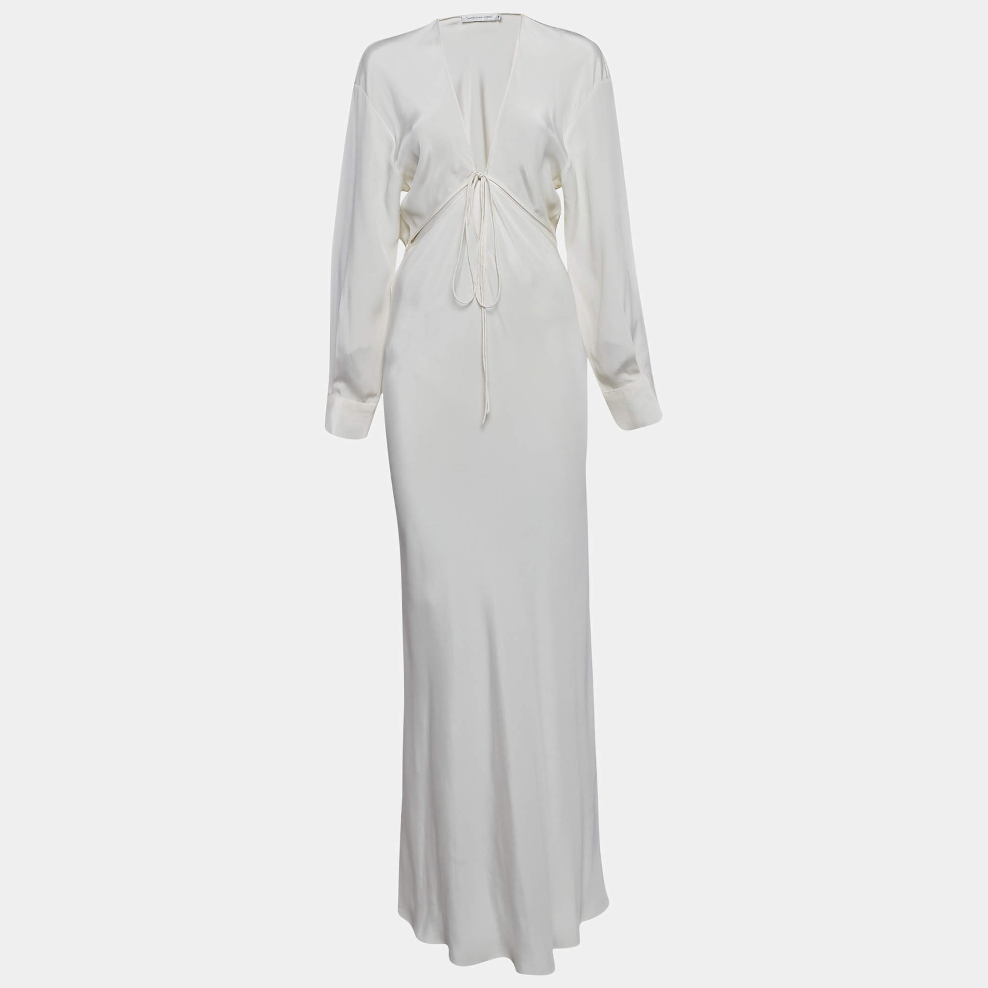 Pre Owned Christopher Esber White Silk Tie-Up Triquetra Maxi Dress XL