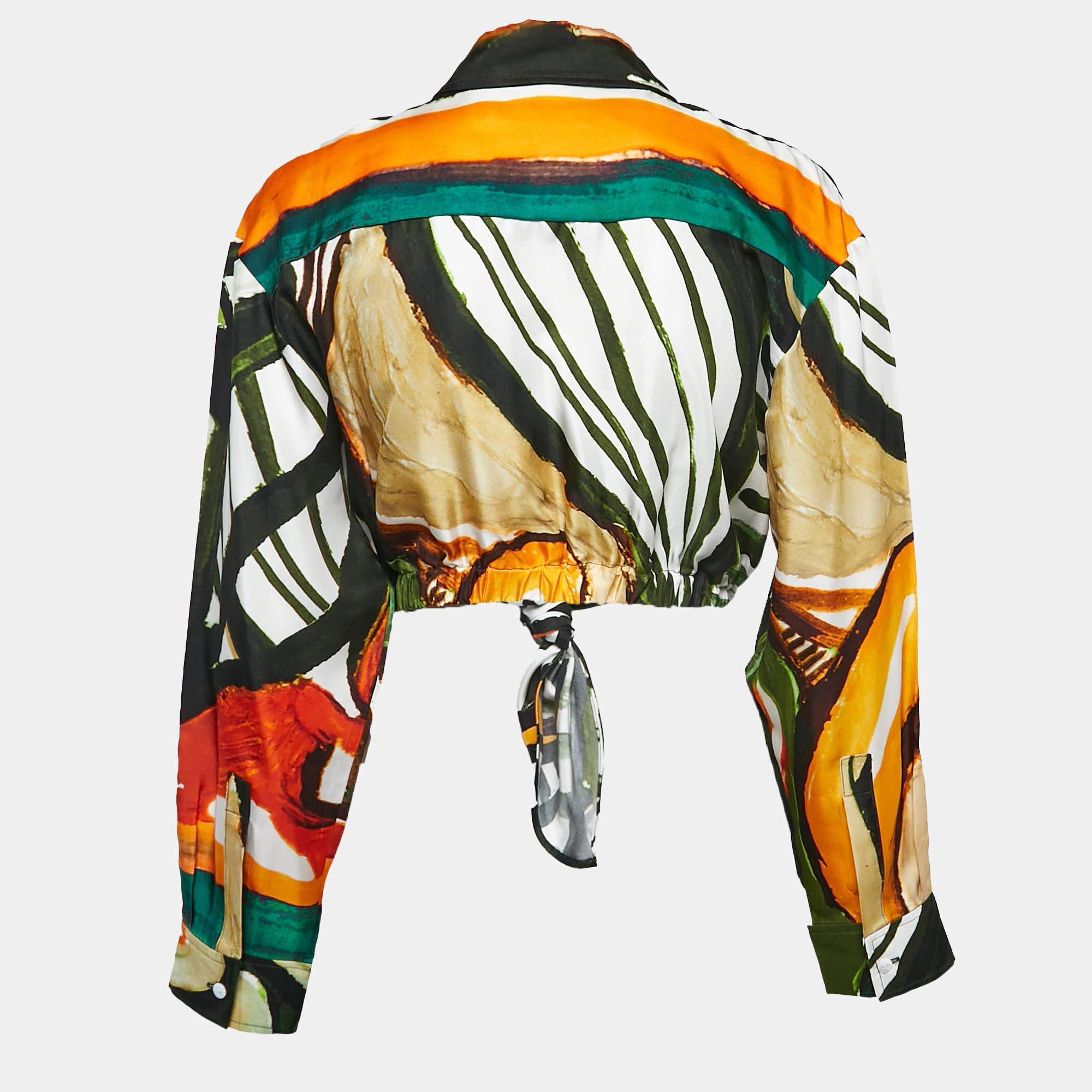 Pre Owned Christopher Esber Multicolor Bandana Print Silk Cropped Shirt S