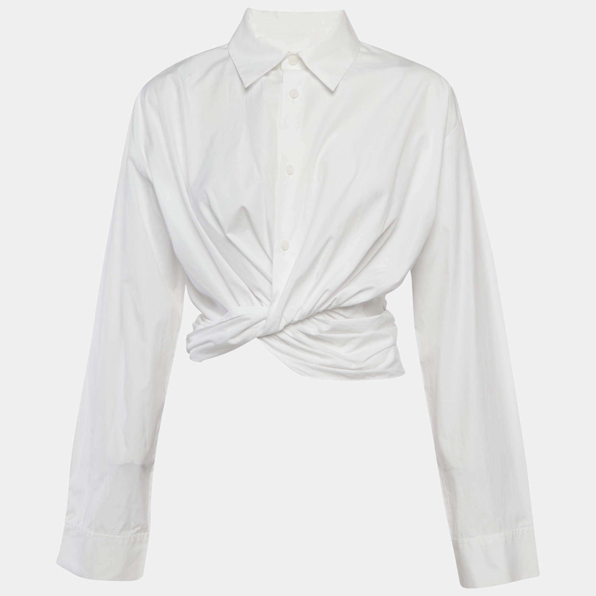 Christopher Esber White Cotton Button Front Twisted Blouse XS