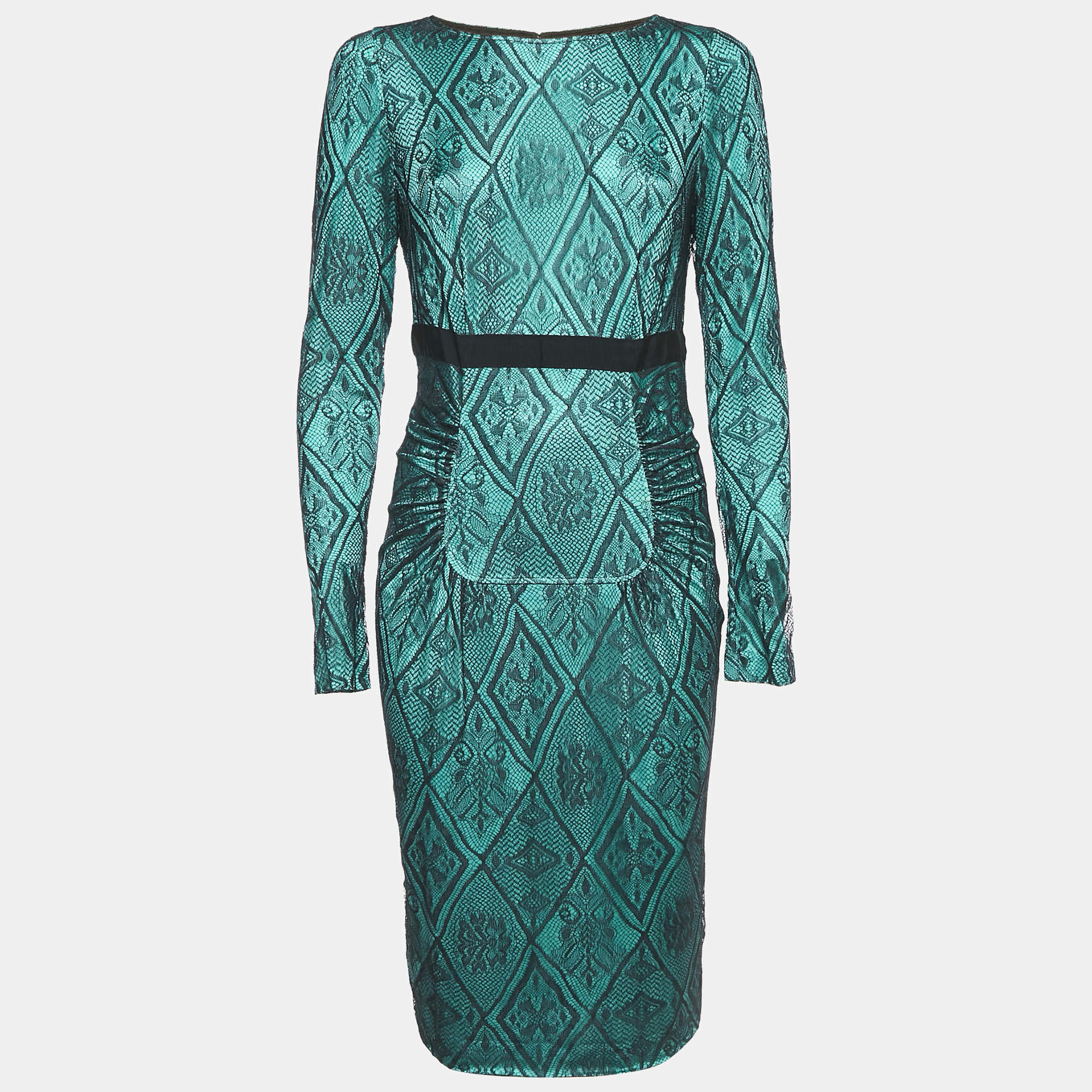 Class by Roberto Cavalli Green/Black Jersey Lace Overlay Dress M
