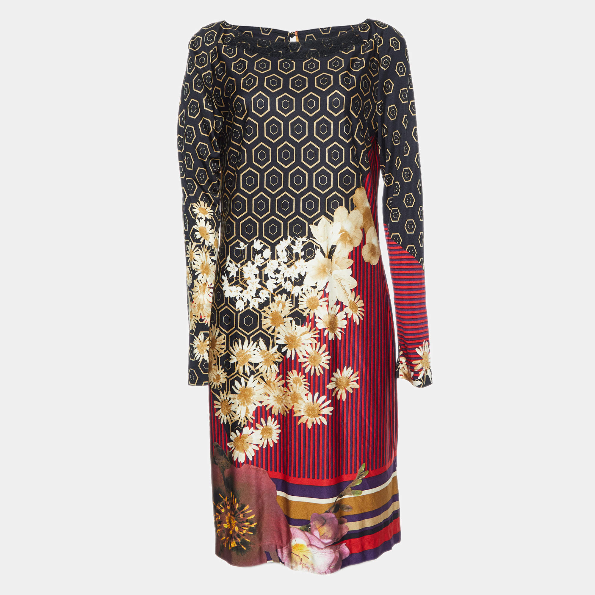 Pre Owned Class by Roberto Cavalli Multicolor Printed Jersey Shift Dress L