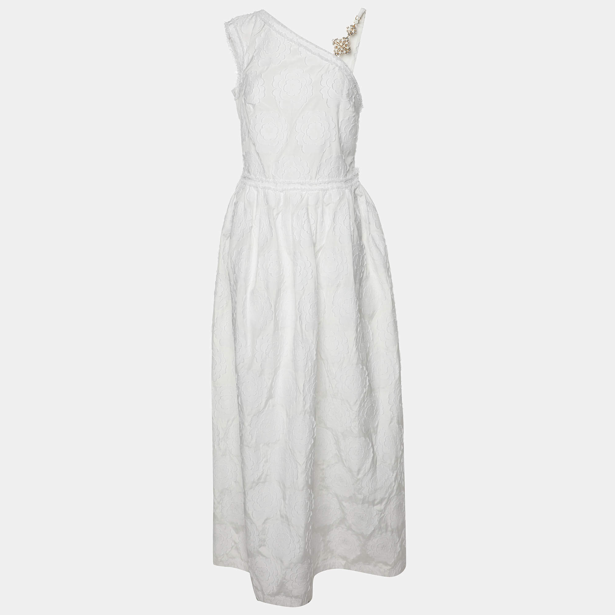 Pre Owned فستان ماكسي بلا أكمام كلاس باي روبرتو كافالي مطرز بالورود كبير