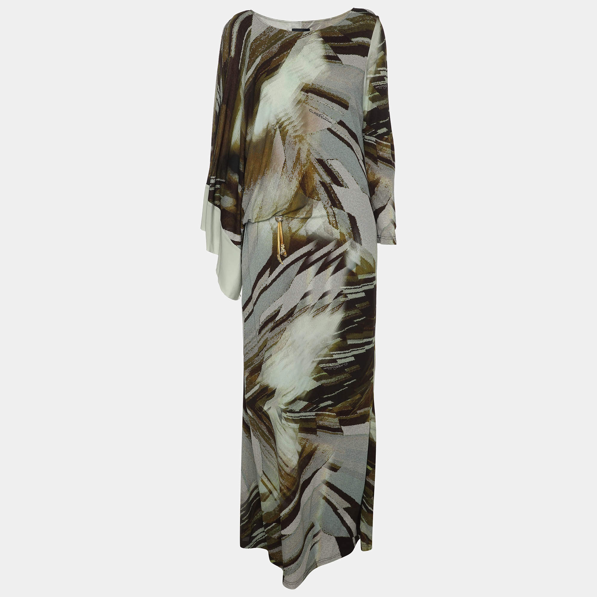 Pre Owned Class by Roberto Cavalli Green Viscose Maxi Dress L