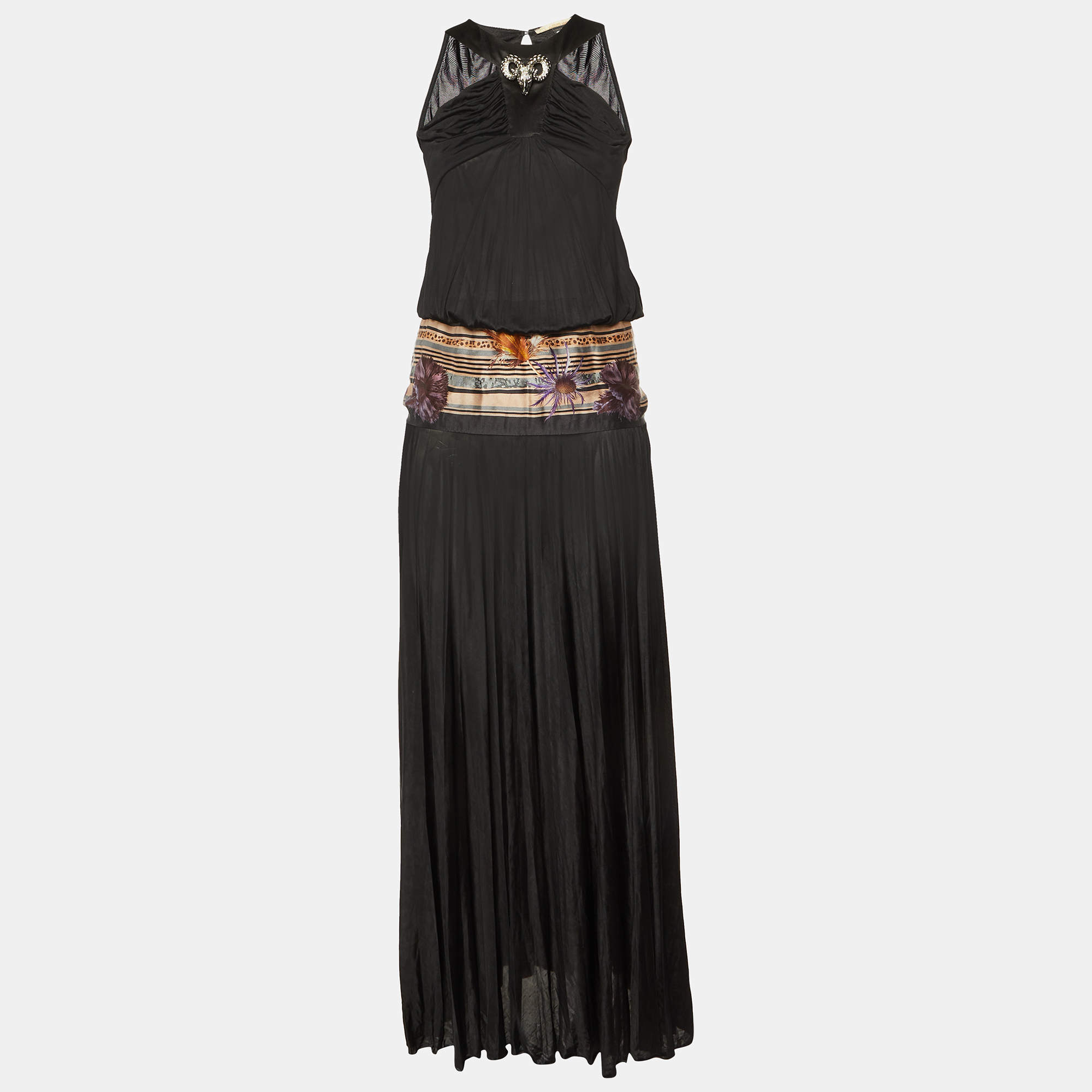 Class by Roberto Cavalli Black Jersey Halter Neck Maxi Dress S