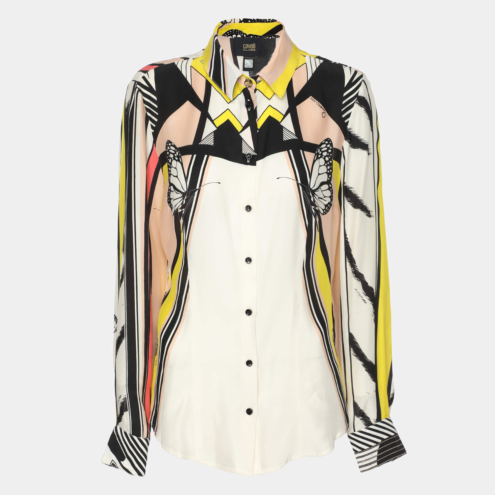 Pre Owned Class by Roberto Cavalli Multicolor Printed Silk Shirt M