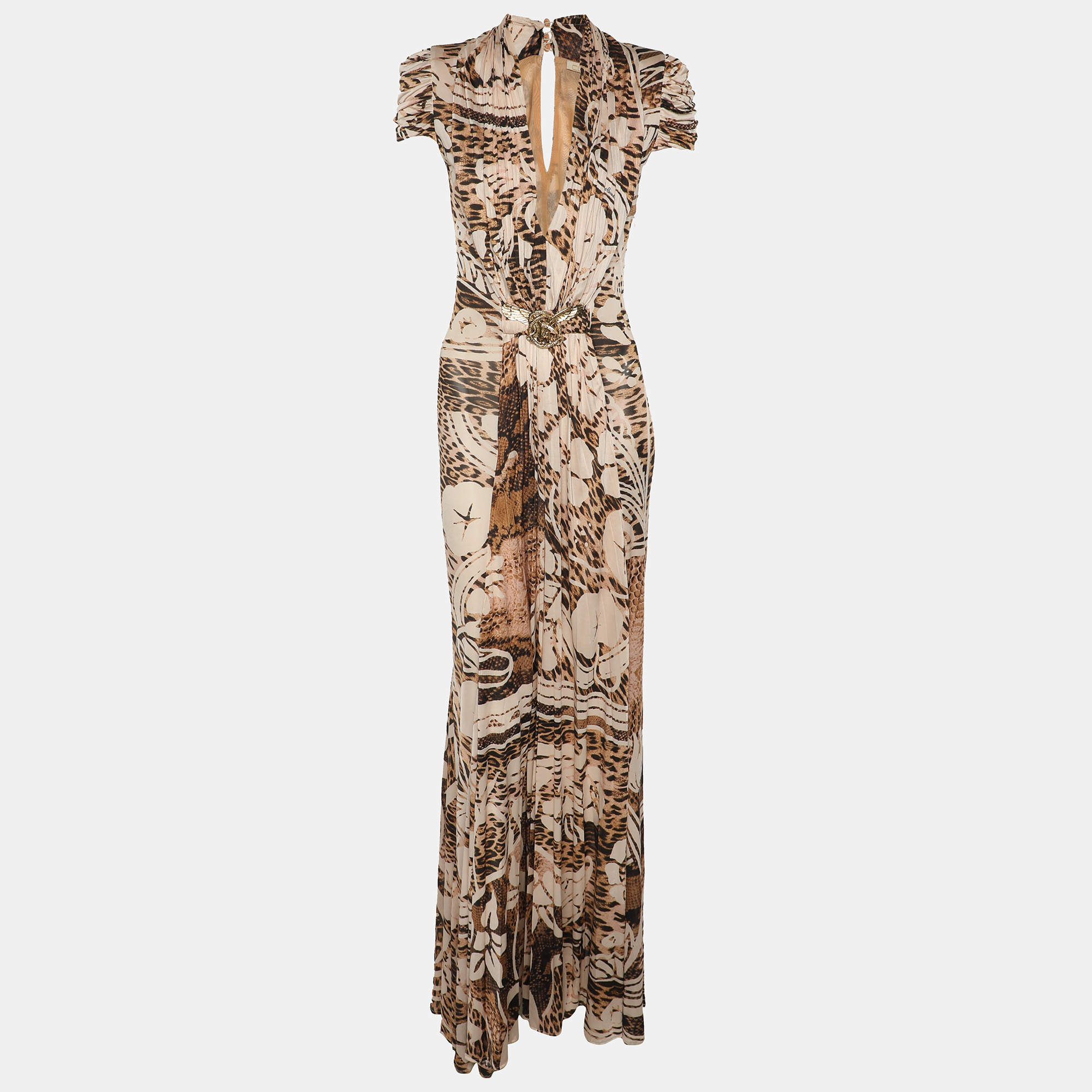 Pre Owned Class by Roberto Cavalli Animal Print Viscose Blend Long Dress S