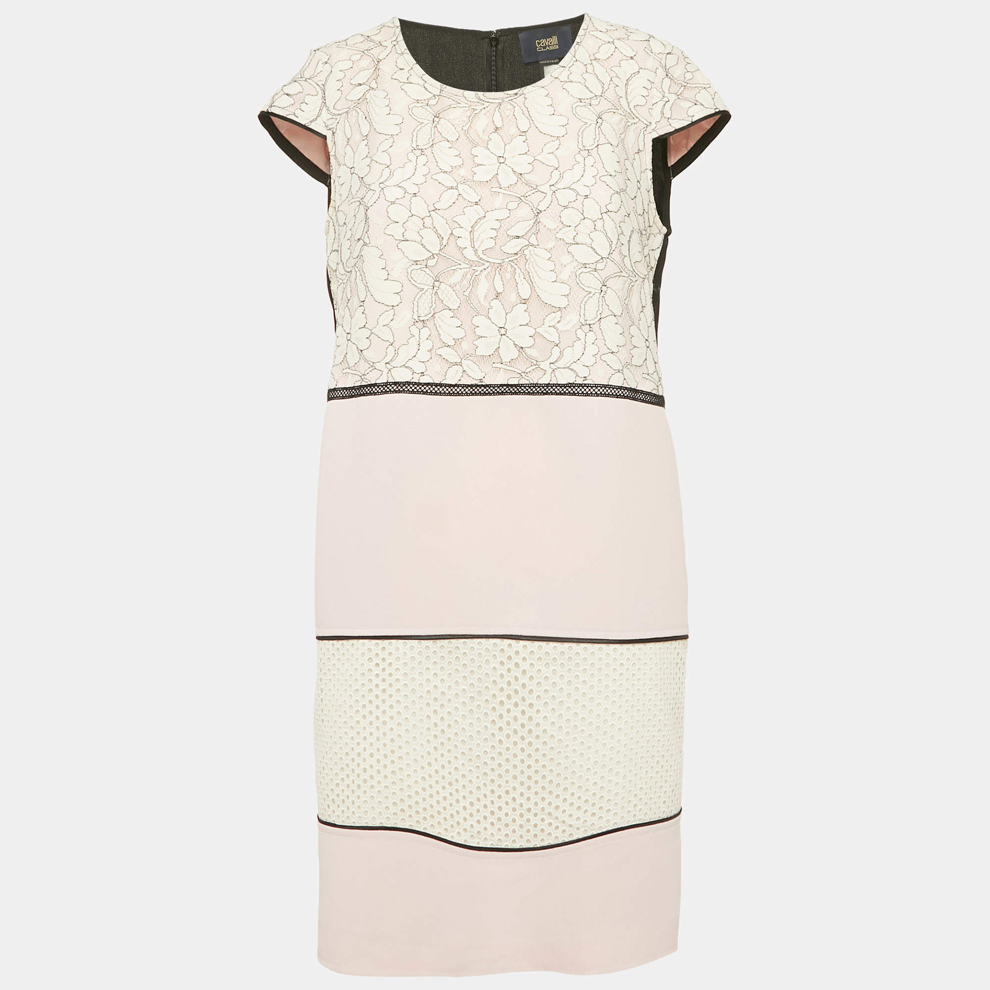 Pre Owned Class by Roberto Cavalli Pink Lace and Cotton Mini Dress M