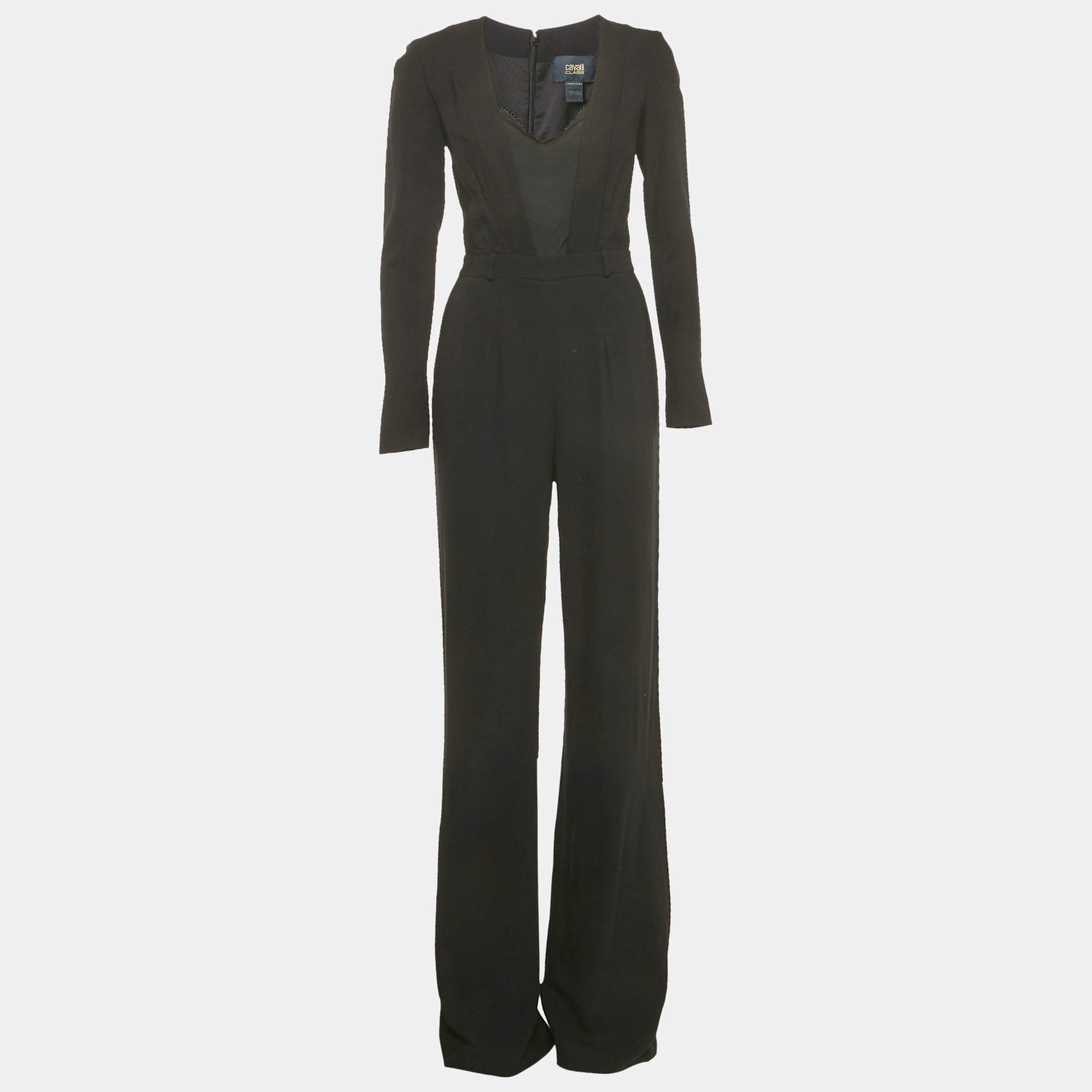 Pre Owned جمبسوت كلاس باي روبرتو كافالي مزيج صوف أسود مقاس صغير