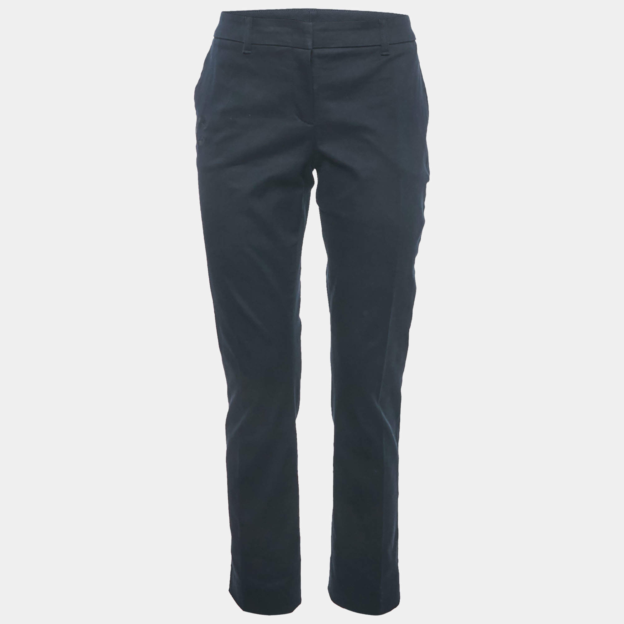 Pre Owned Class by Roberto Cavalli Navy Blue Cotton Straight Leg Pants M