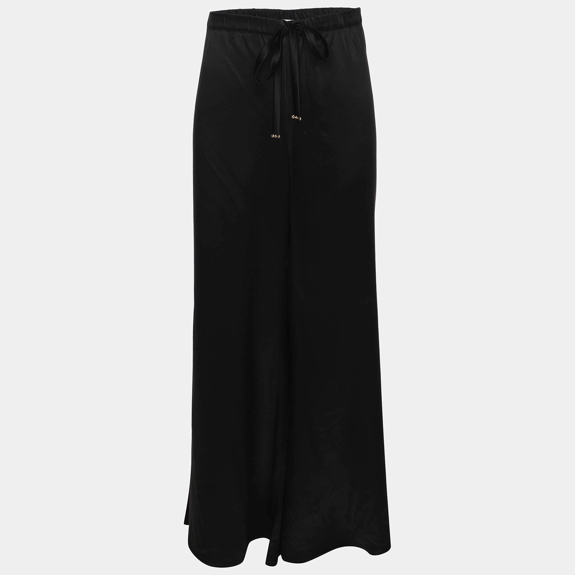 مملوكة مسبقًا Class by Roberto Cavalli Black Silk Palazo Pants S