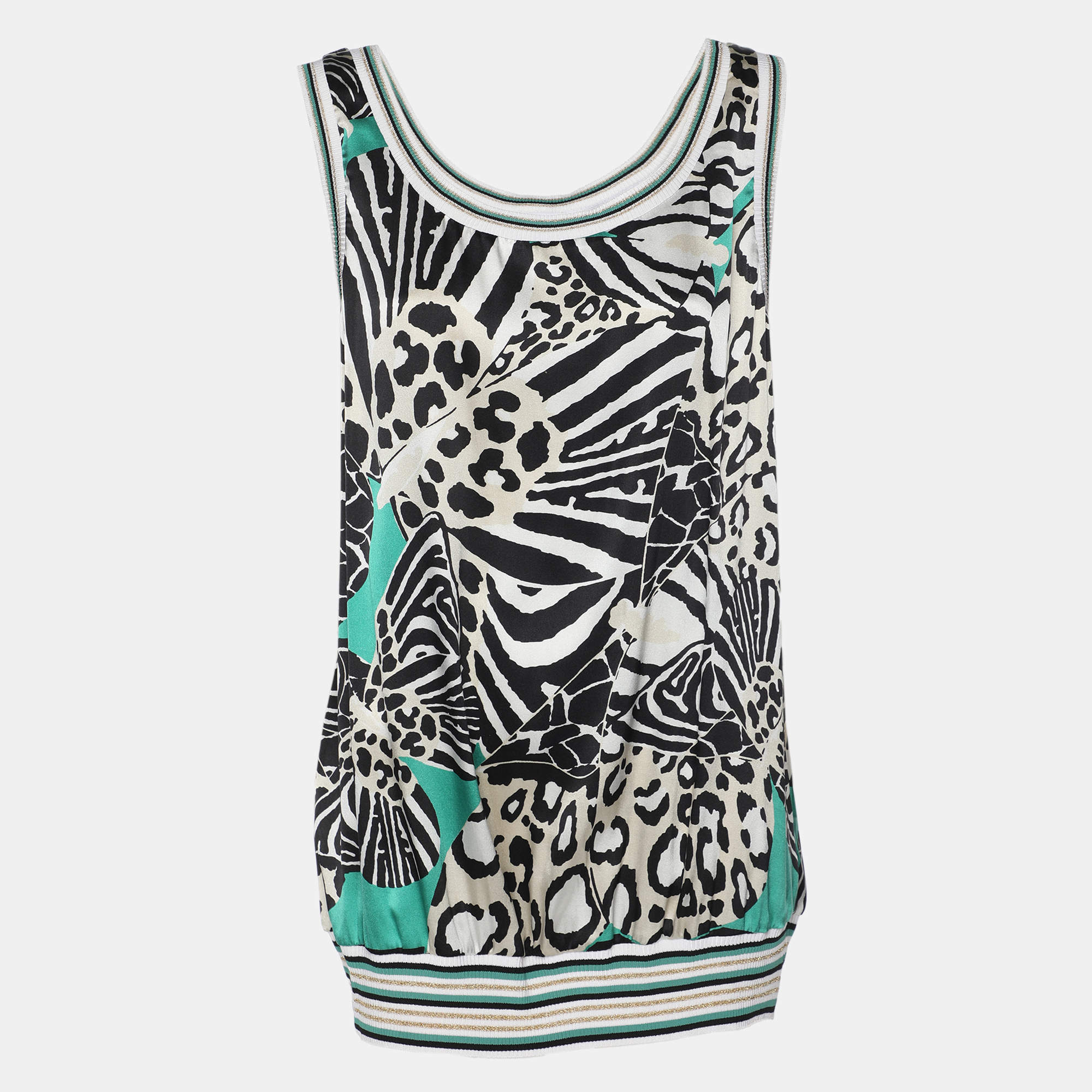 Pre Owned Class by Roberto Cavalli Multicolor Printed Silk Knit Tank Top S