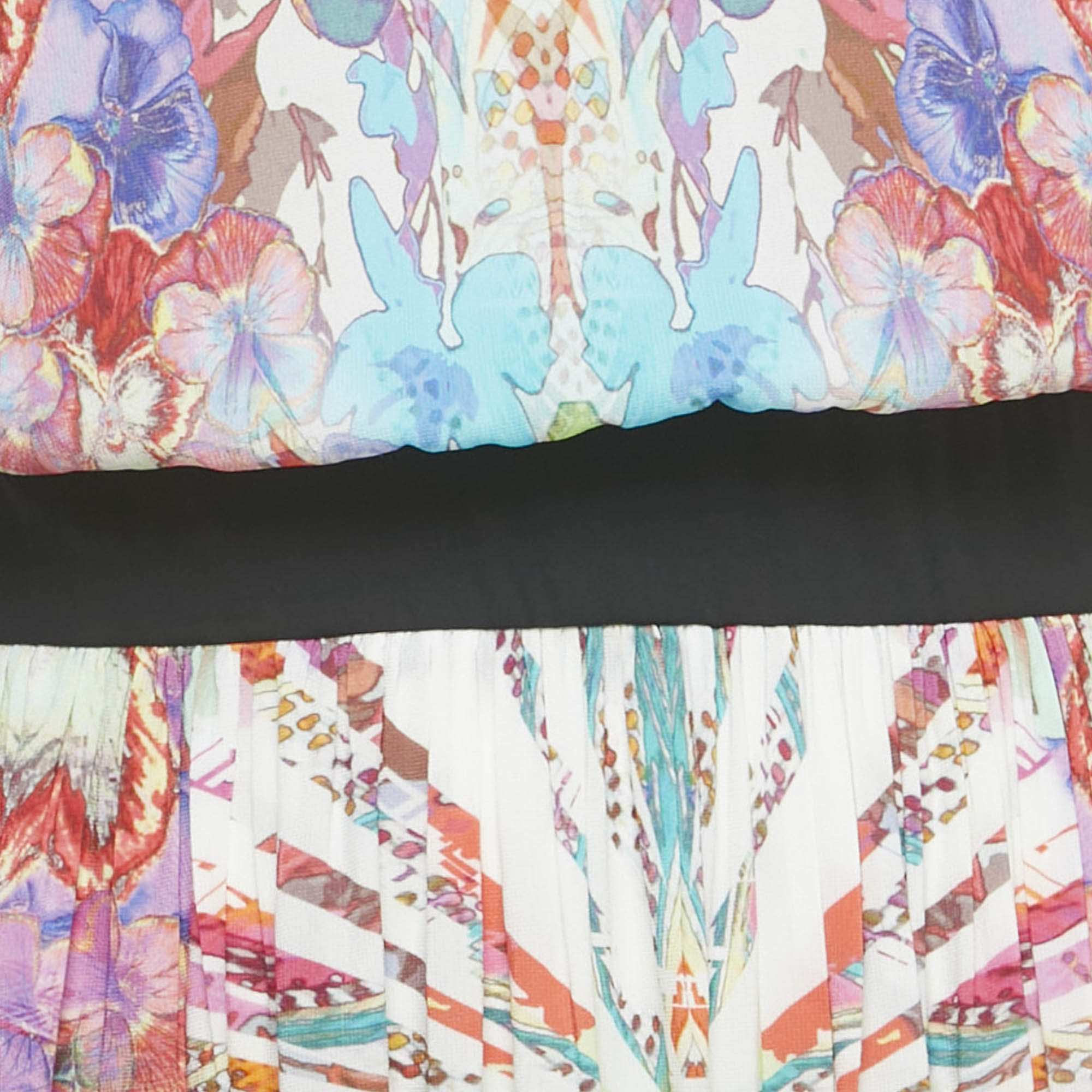 Pre Owned Class by Roberto Cavalli Multicolor Floral Print Crepe Maxi Dress M   