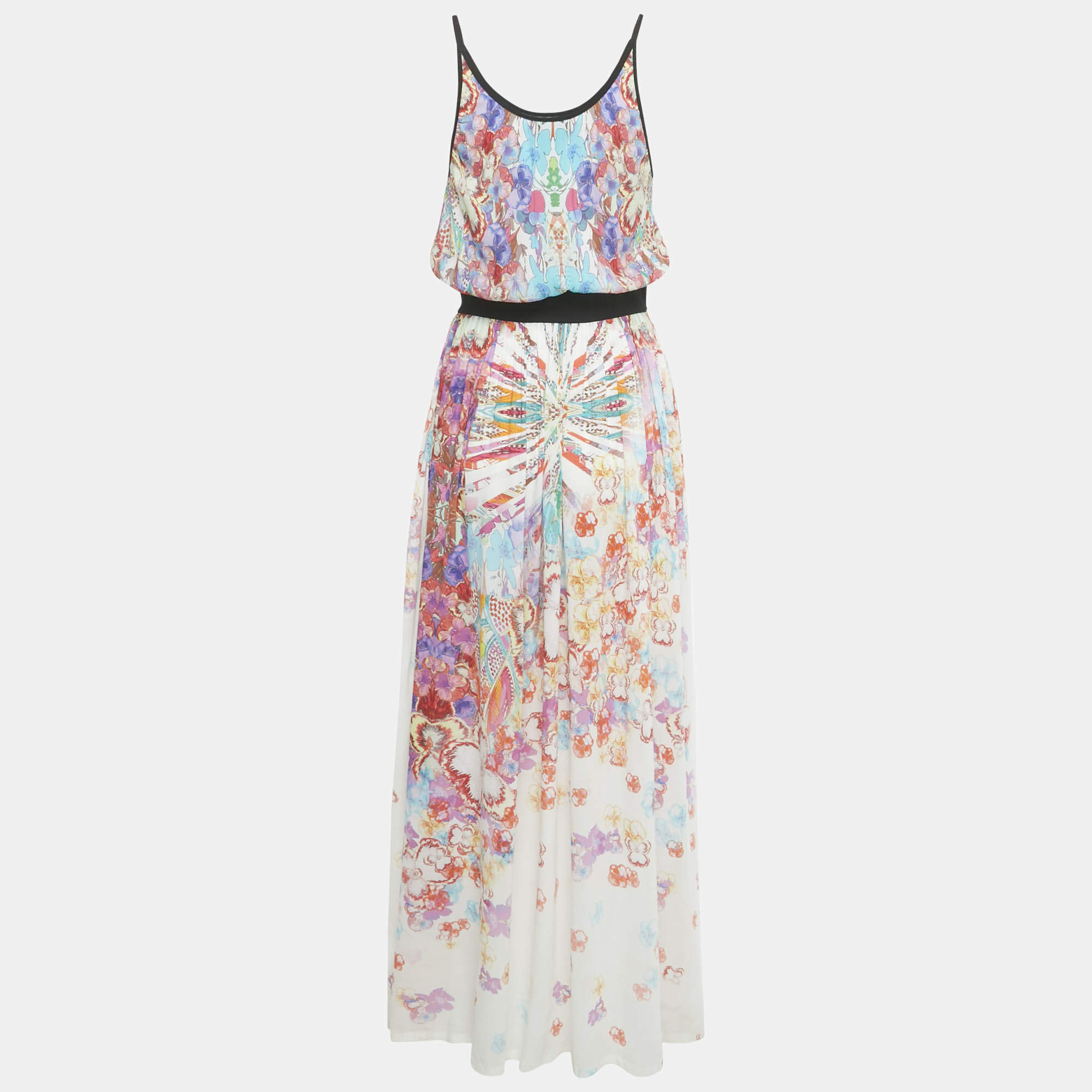 Pre Owned Class by Roberto Cavalli Multicolor Floral Print Crepe Maxi Dress M   