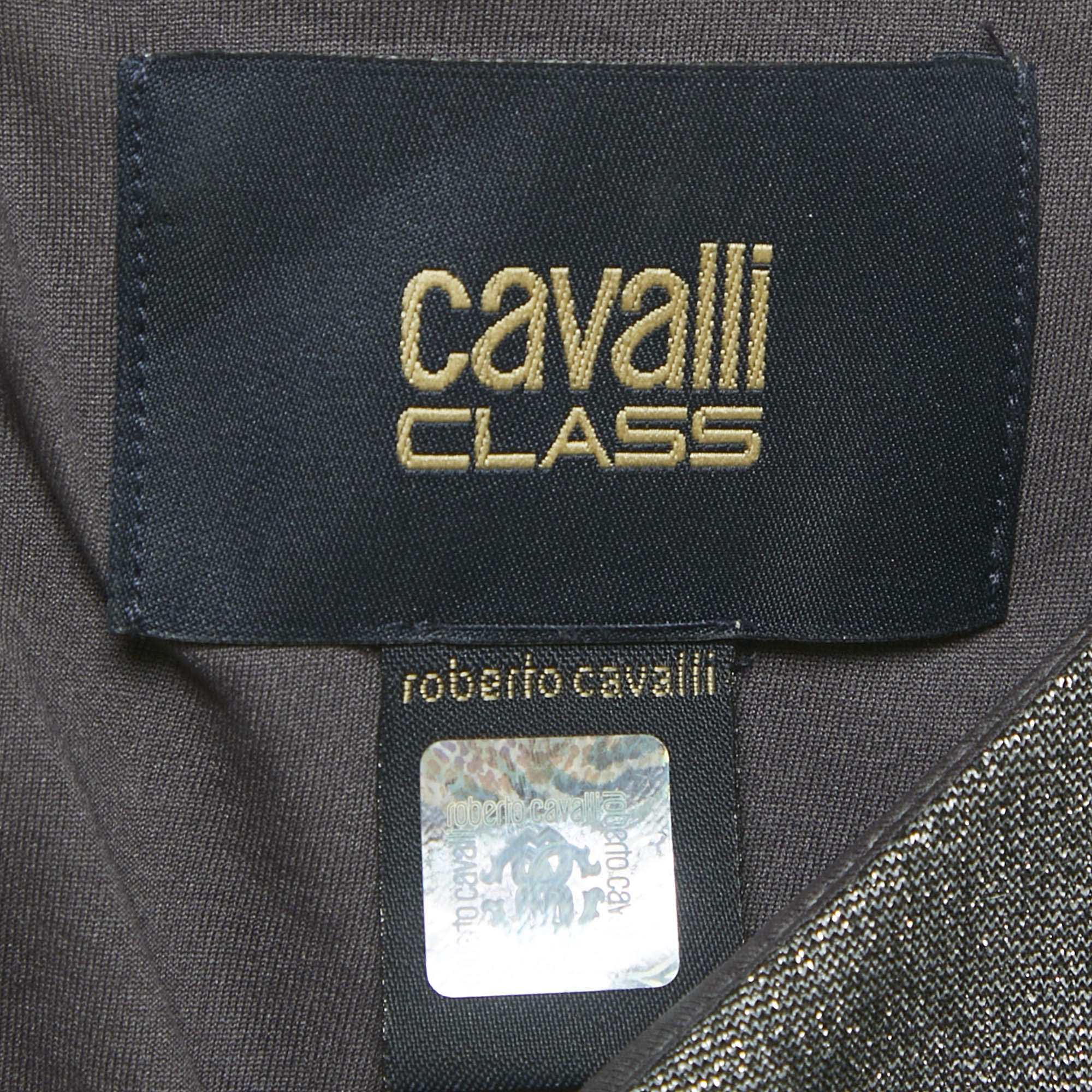 Pre Owned Class by Roberto Cavalli Grey Lurex Knit Mini Dress S