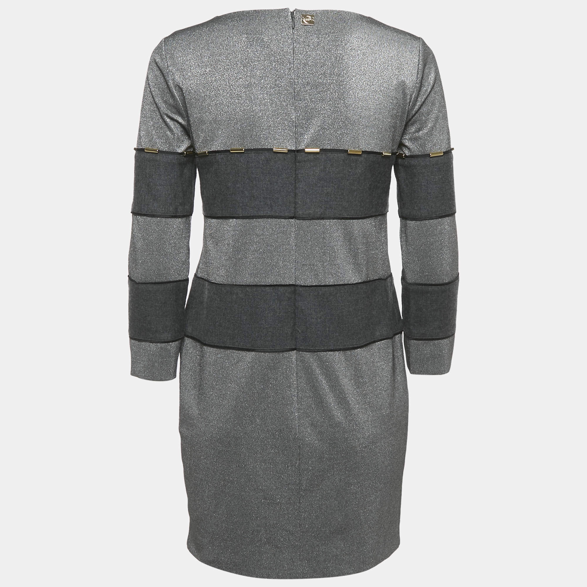 Pre Owned Class by Roberto Cavalli Grey Lurex Knit Mini Dress S