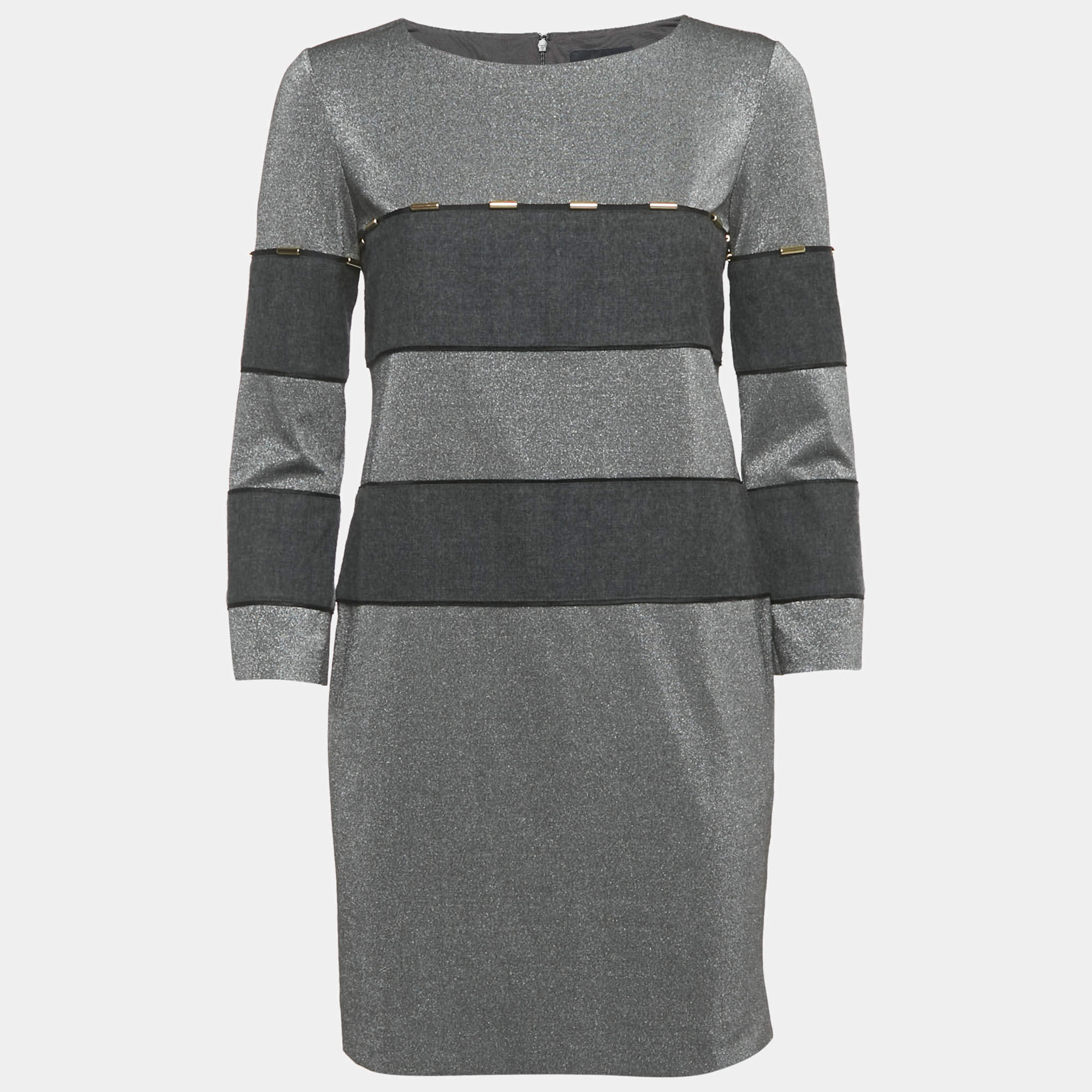 Pre Owned Class by Roberto Cavalli Grey Lurex Knit Mini Dress S