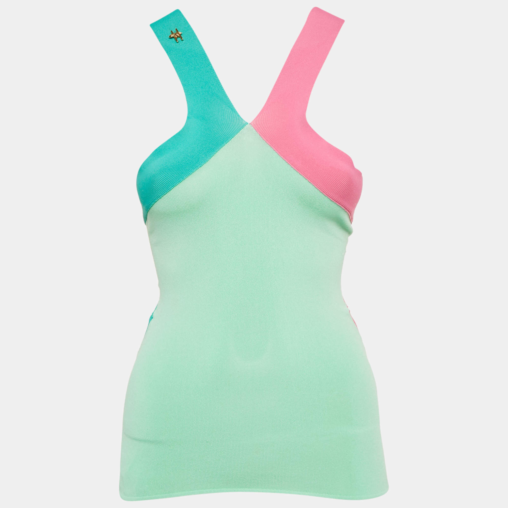 Pre Owned Class by Roberto Cavalli Green Ribbed Tank Top S