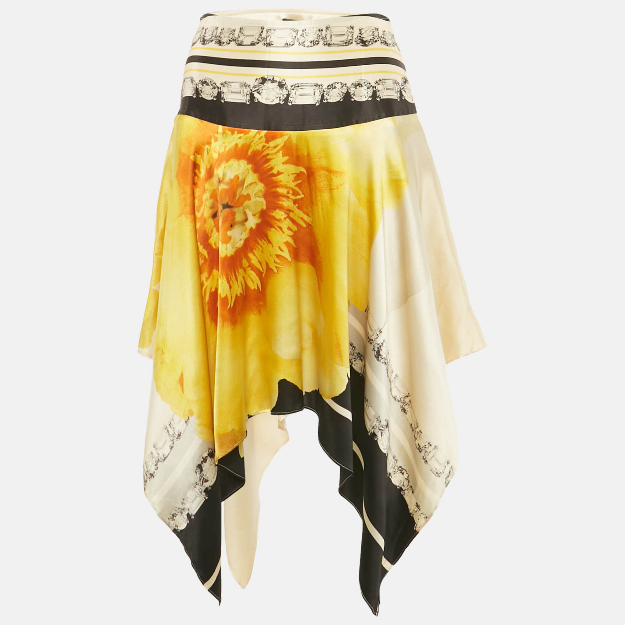 Pre Owned Class by Roberto Cavalli Multicolor Printed Asymmetric Hem Skirt M