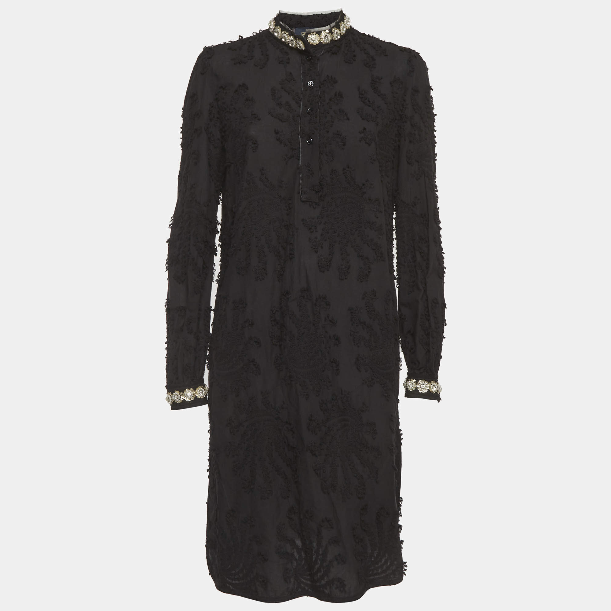 مملوكة مسبقًا Class by Roberto Cavalli Black Cotton Embellished Mini Dress M