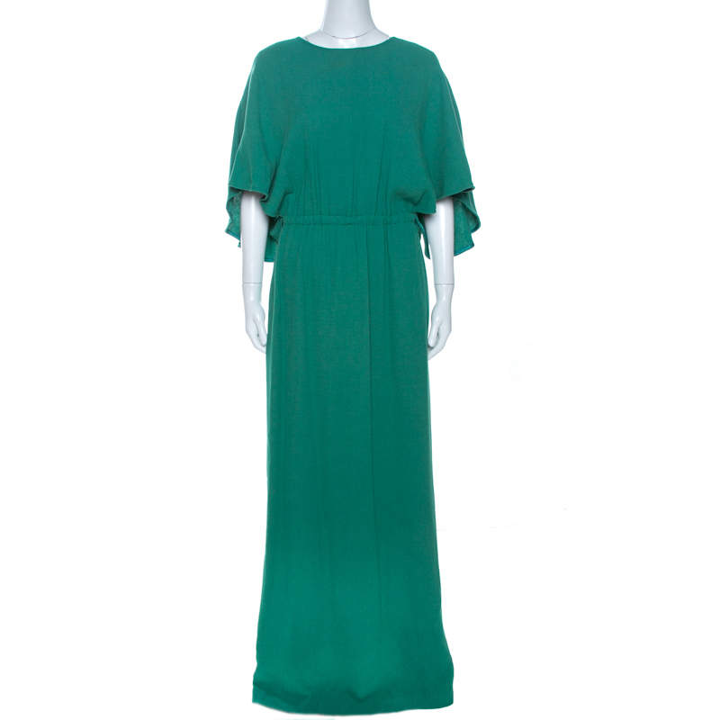 Class by Roberto Cavalli Green Crepe Kaftan Sleeve Maxi Dress L
