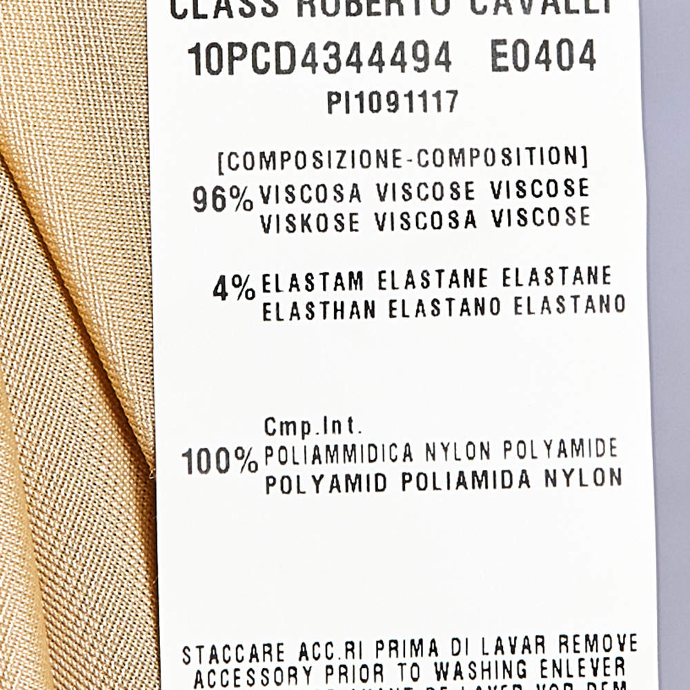 Pre Owned Class by Roberto Cavalli Cream Metal Embellished Jersey Open Back Maxi Dress L