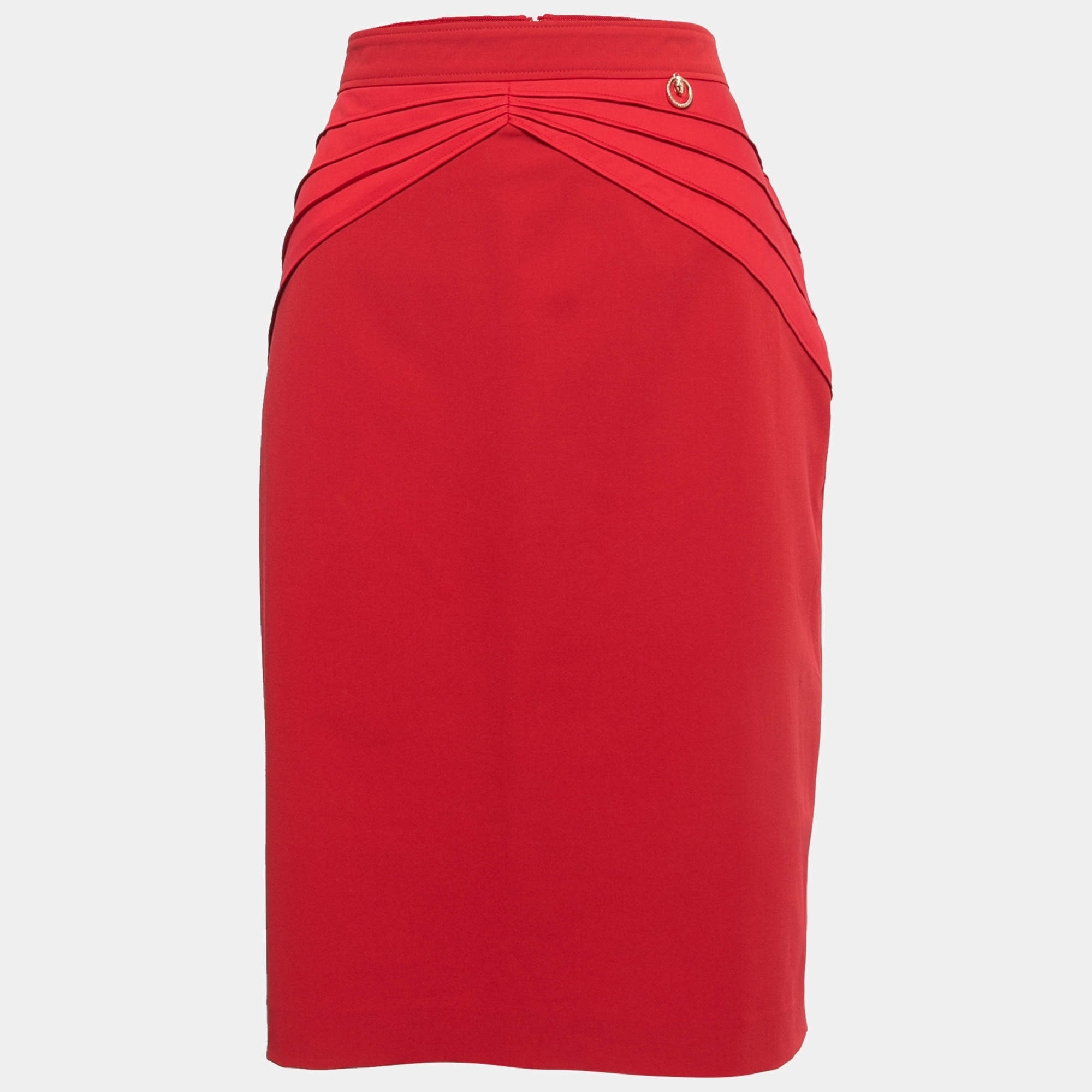 Class by Roberto Cavalli Red Stretch Crepe Pleat Detail Knee